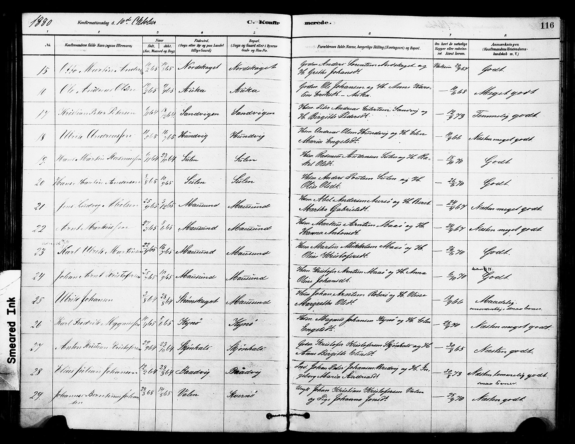 Ministerialprotokoller, klokkerbøker og fødselsregistre - Sør-Trøndelag, SAT/A-1456/640/L0578: Parish register (official) no. 640A03, 1879-1889, p. 116