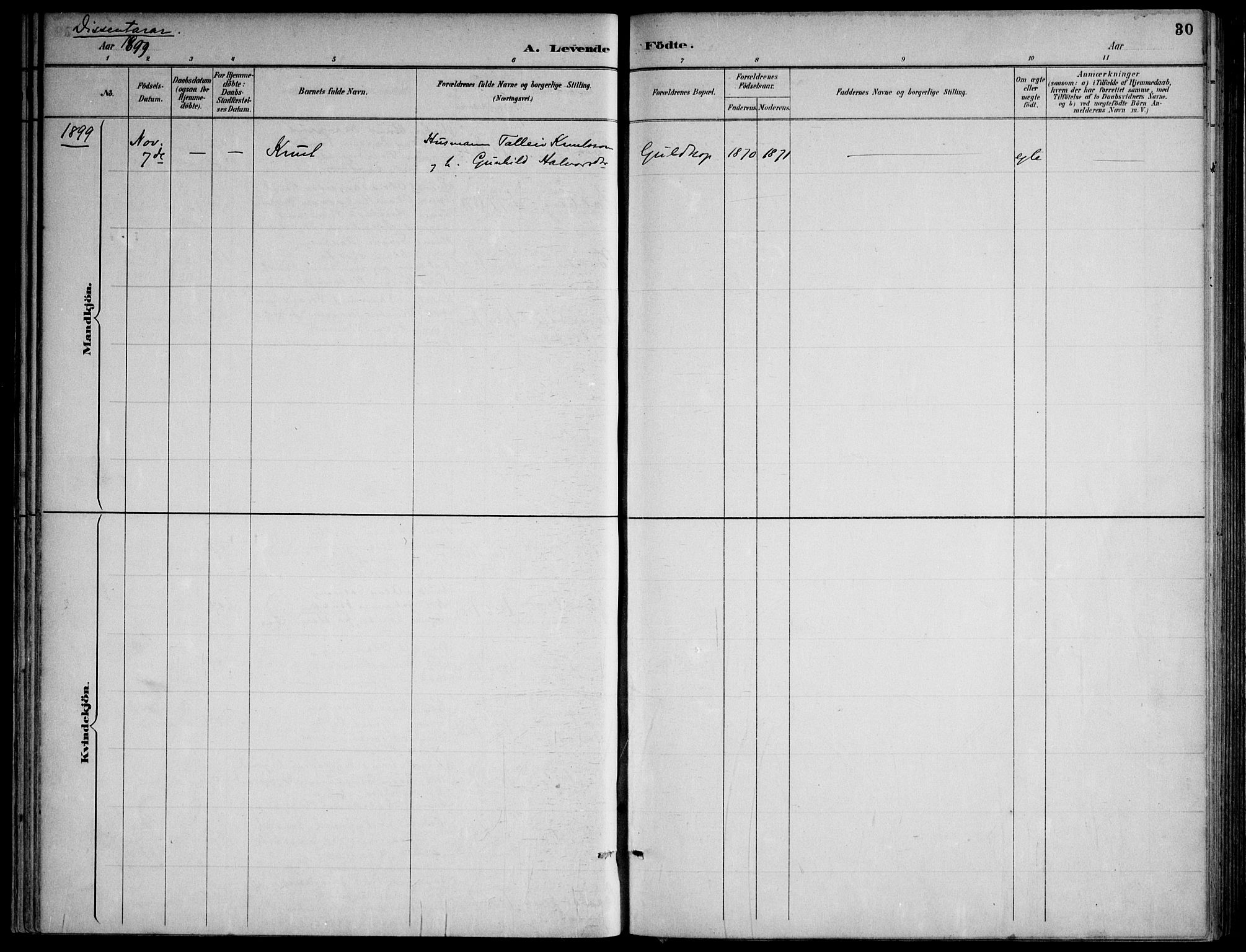 Lårdal kirkebøker, SAKO/A-284/F/Fa/L0007: Parish register (official) no. I 7, 1887-1906, p. 30