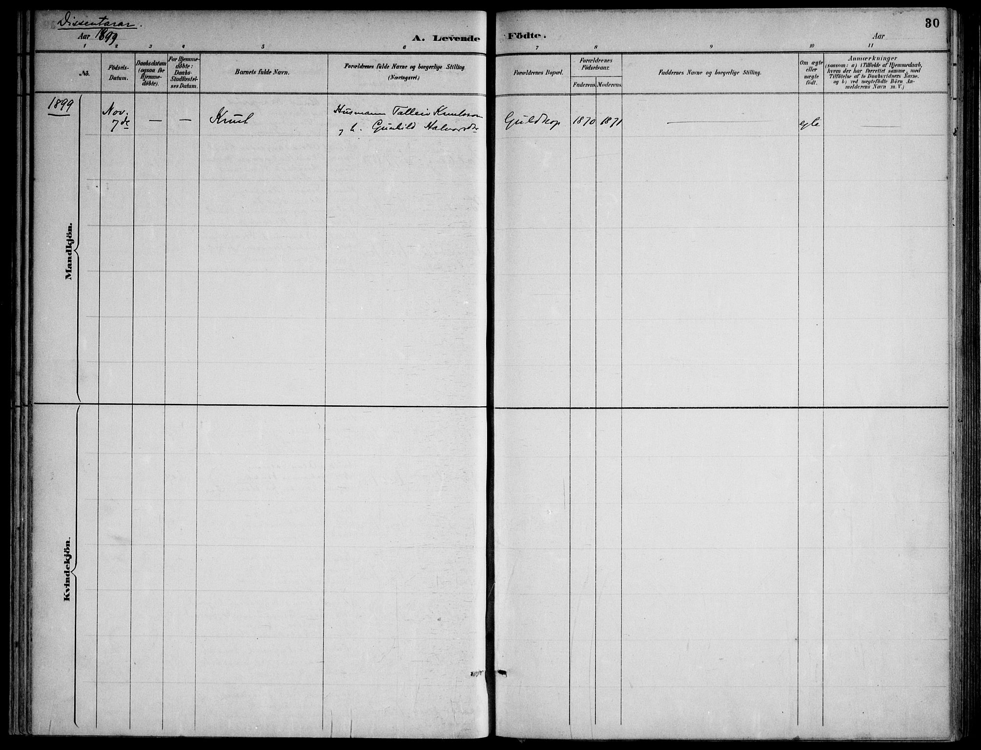 Lårdal kirkebøker, AV/SAKO-A-284/F/Fa/L0007: Parish register (official) no. I 7, 1887-1906, p. 30