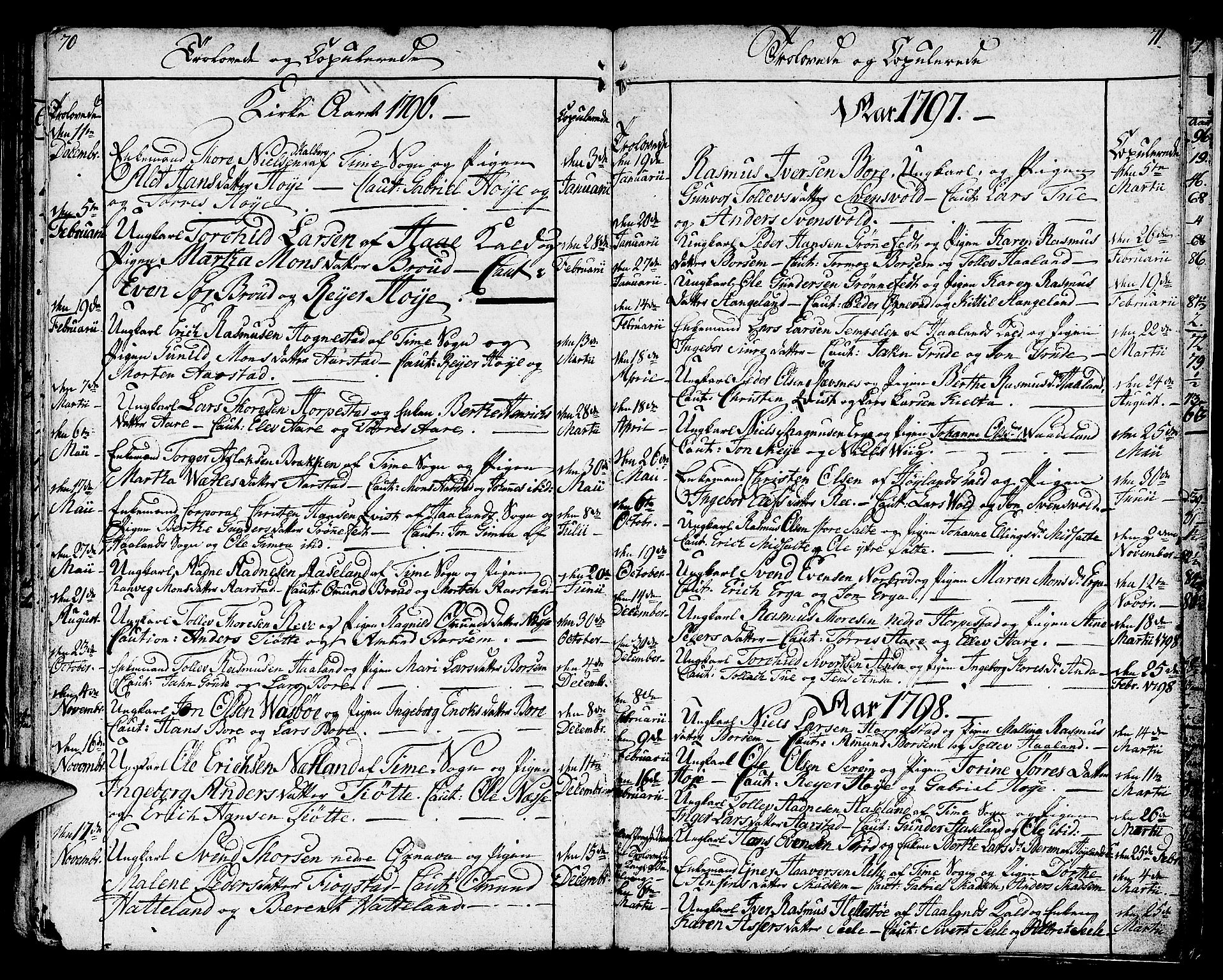 Klepp sokneprestkontor, SAST/A-101803/001/3/30BA/L0001: Parish register (official) no. A 1, 1793-1819, p. 70-71