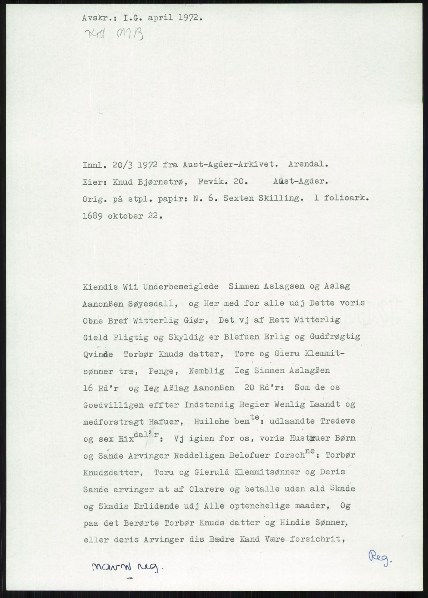 Samlinger til kildeutgivelse, Diplomavskriftsamlingen, AV/RA-EA-4053/H/Ha, p. 471