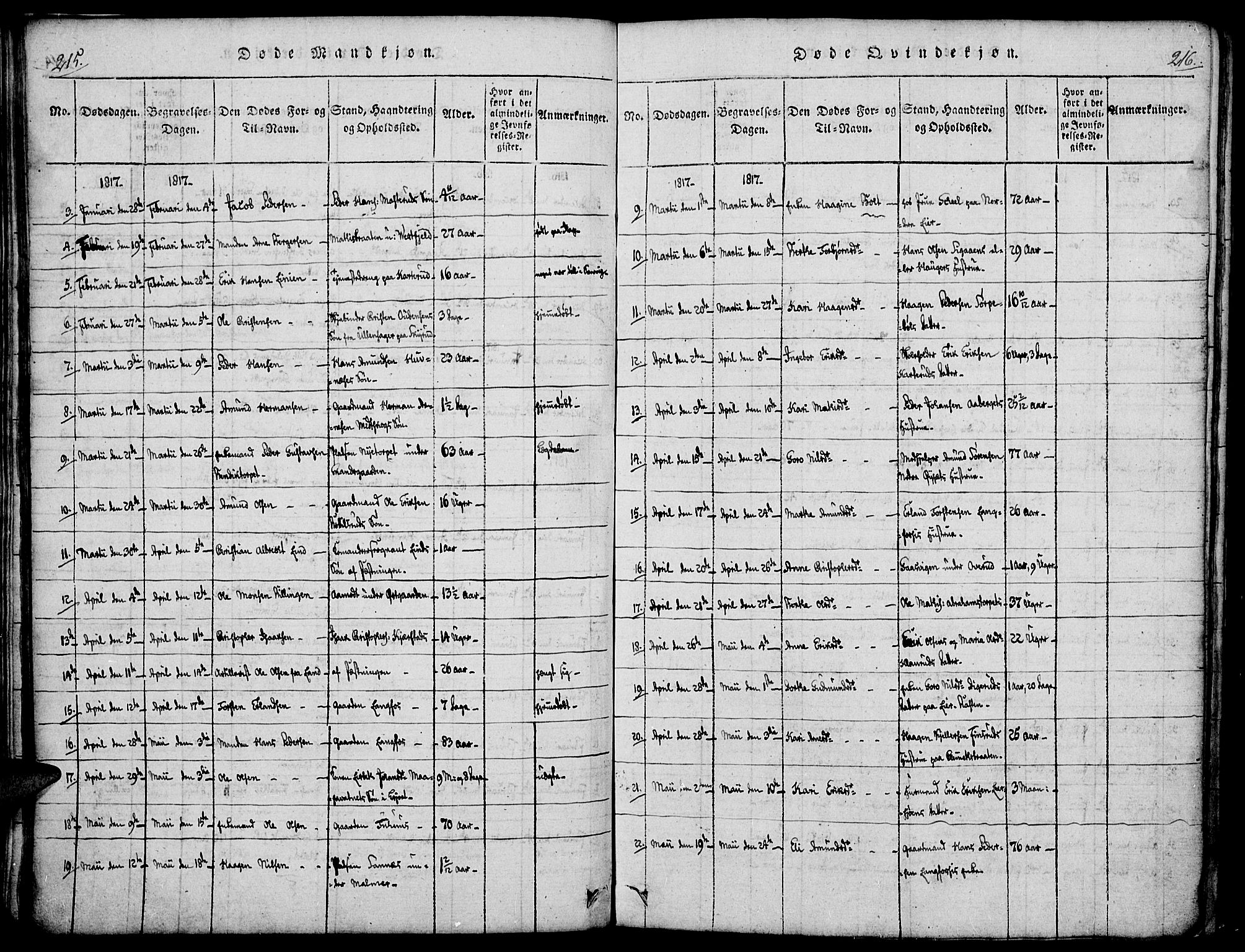 Vinger prestekontor, AV/SAH-PREST-024/H/Ha/Haa/L0006: Parish register (official) no. 6, 1814-1825, p. 215-216