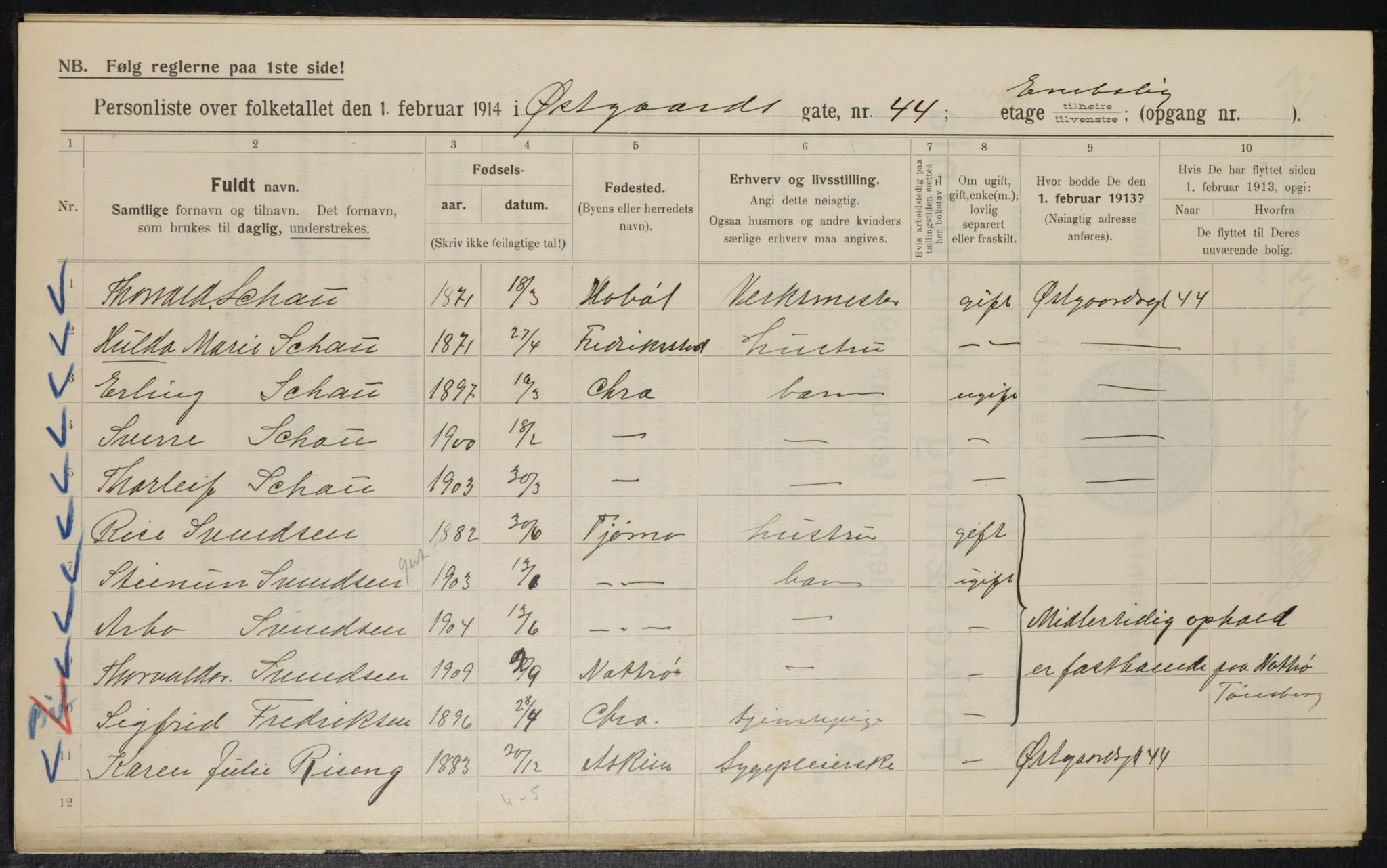 OBA, Municipal Census 1914 for Kristiania, 1914, p. 130399