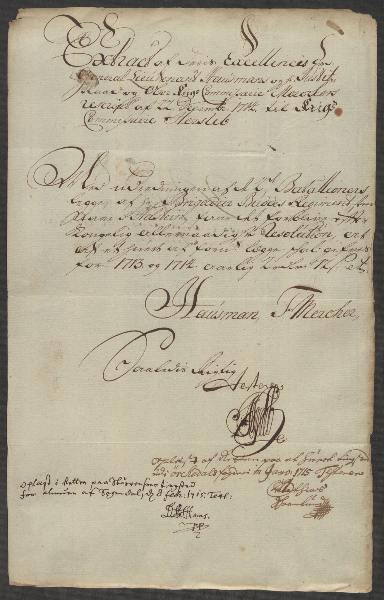 Rentekammeret inntil 1814, Reviderte regnskaper, Fogderegnskap, RA/EA-4092/R60/L3965: Fogderegnskap Orkdal og Gauldal, 1714, p. 143