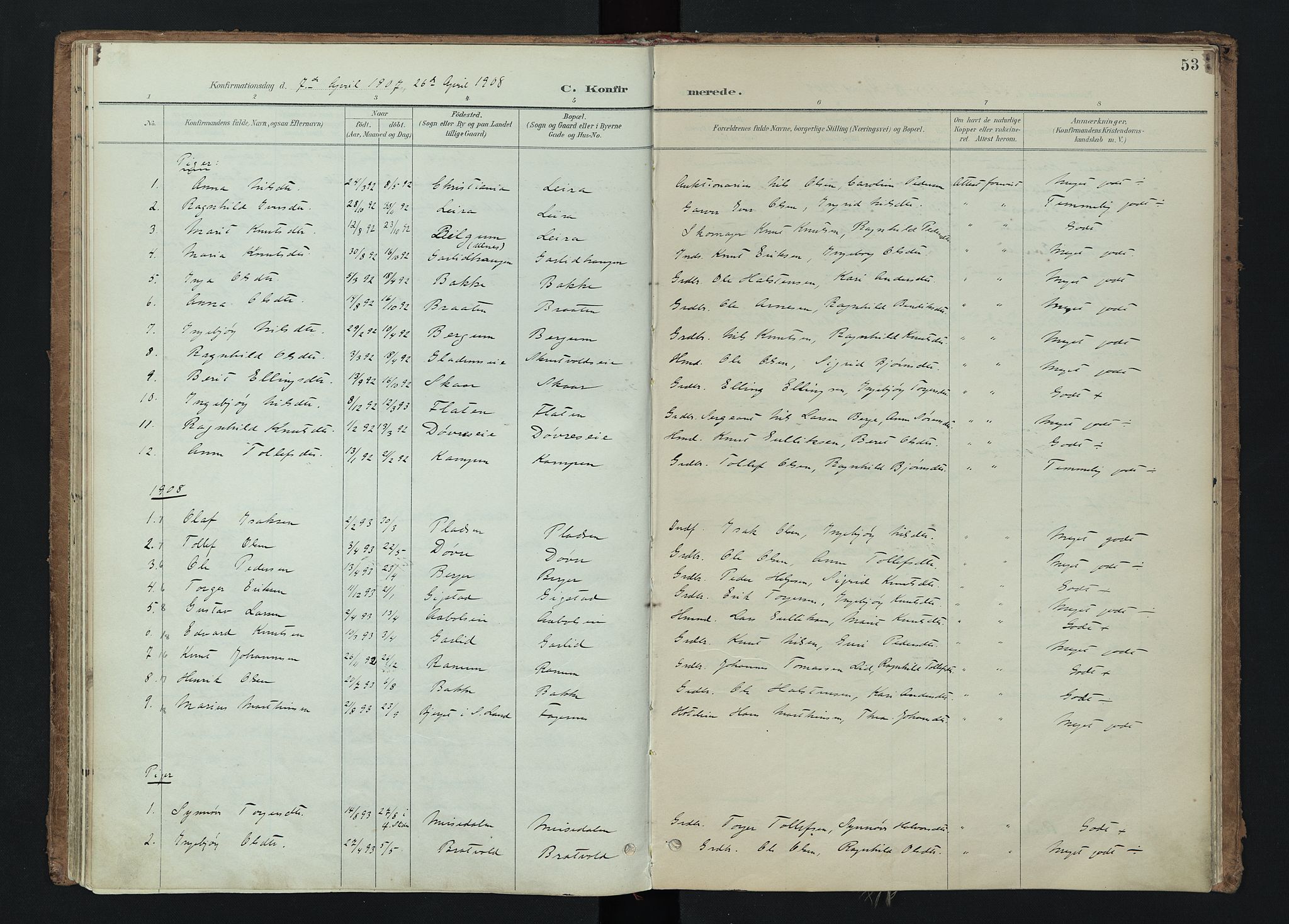Nord-Aurdal prestekontor, SAH/PREST-132/H/Ha/Haa/L0015: Parish register (official) no. 15, 1896-1914, p. 53