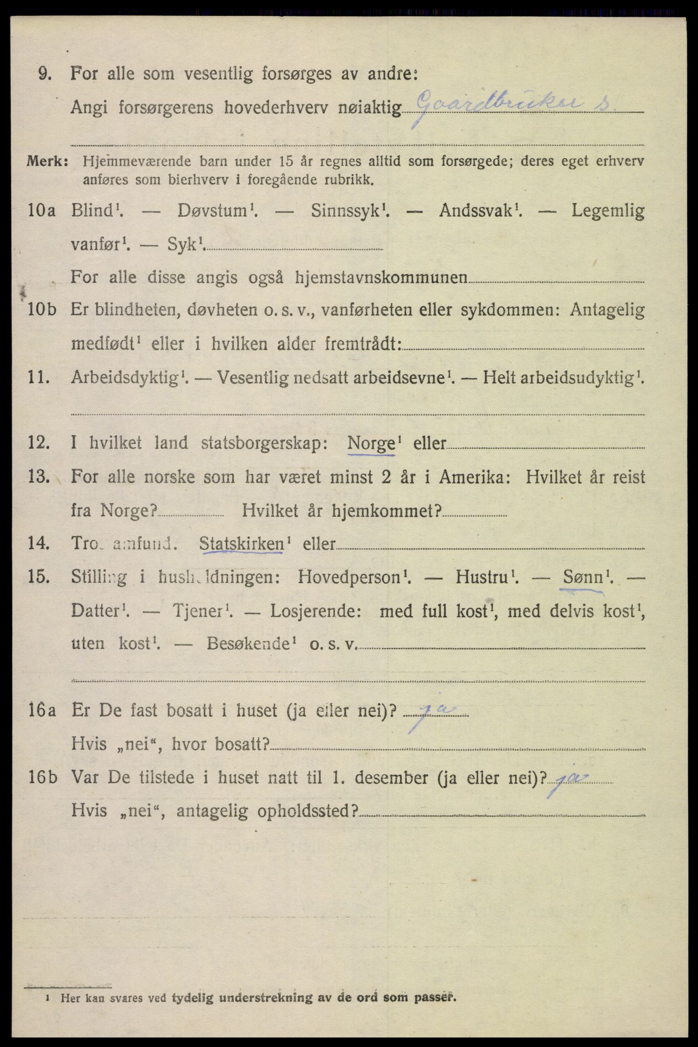 SAK, 1920 census for Evje, 1920, p. 2095