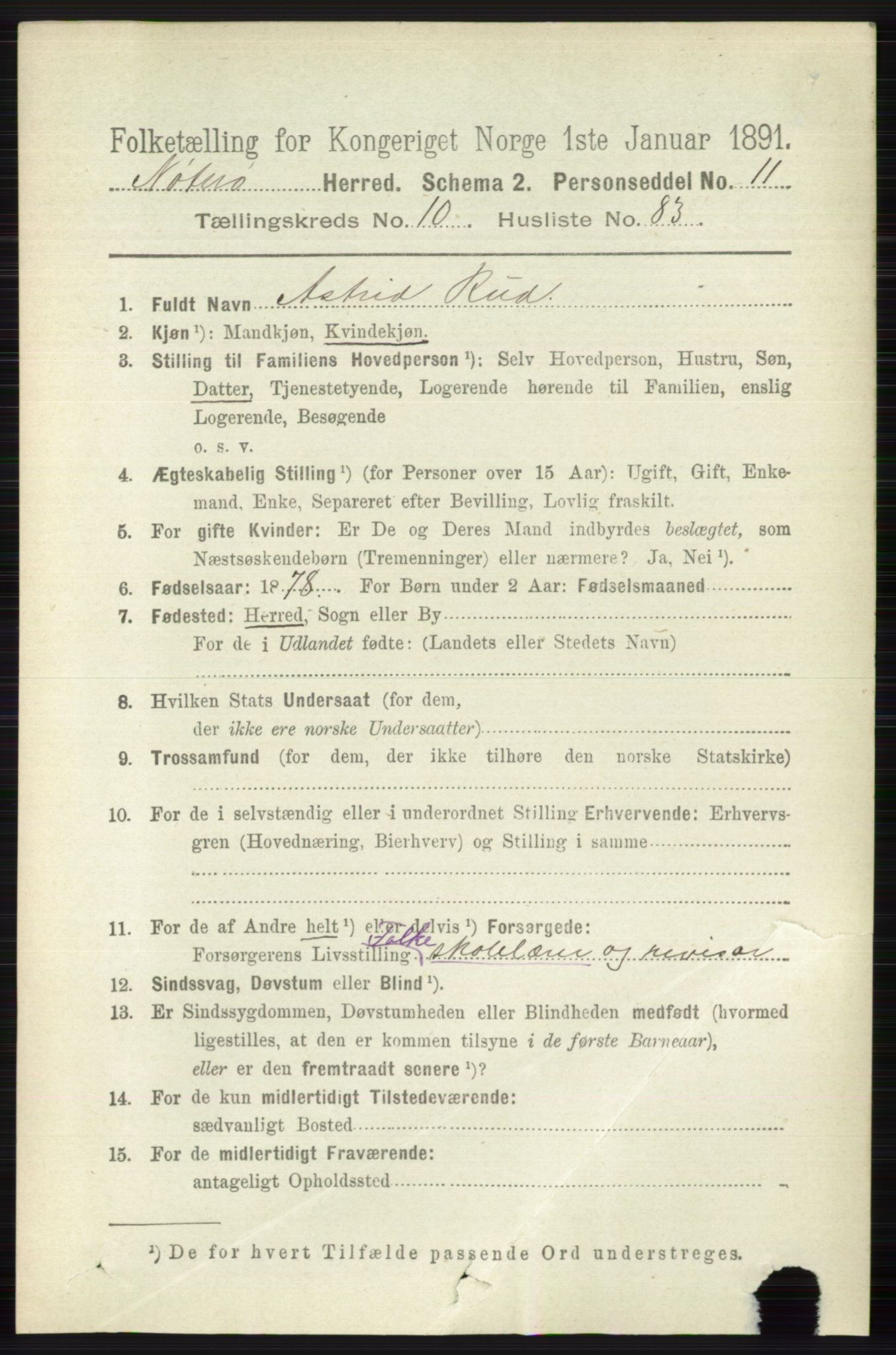 RA, 1891 census for 0722 Nøtterøy, 1891, p. 5732