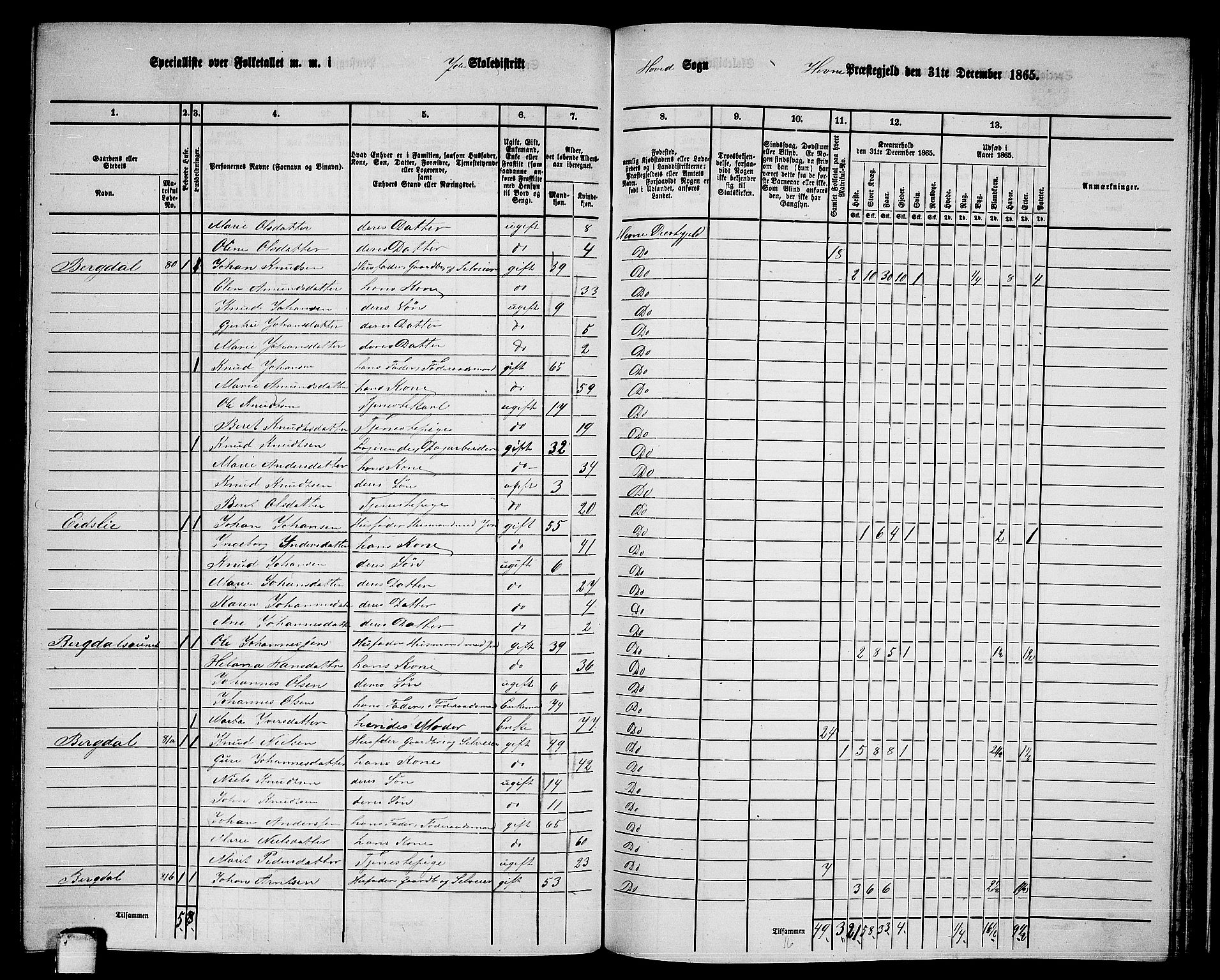 RA, 1865 census for Hemne, 1865, p. 152