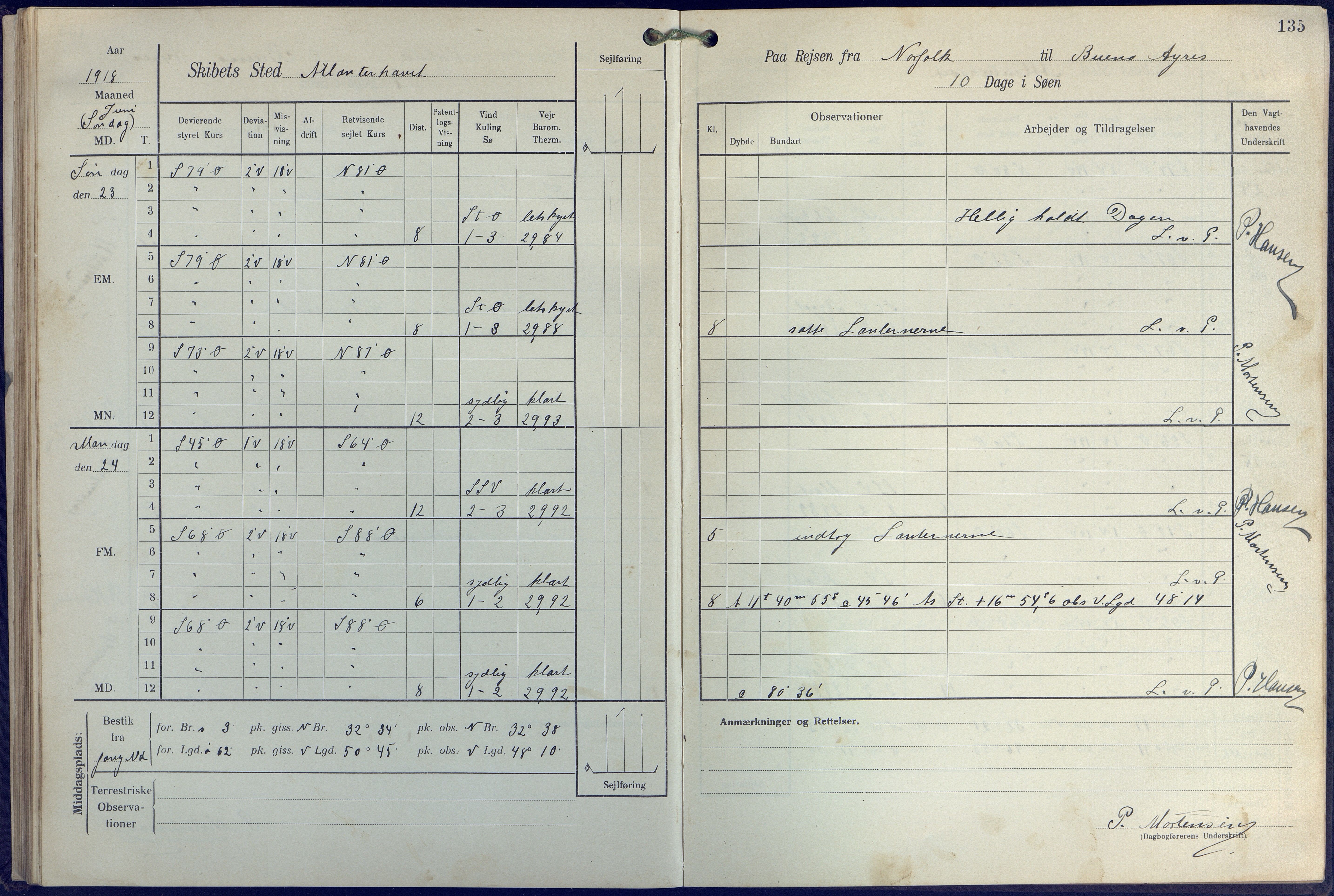 Fartøysarkivet, AAKS/PA-1934/F/L0271: Pehr Ugland (bark), 1917-1919, p. 135