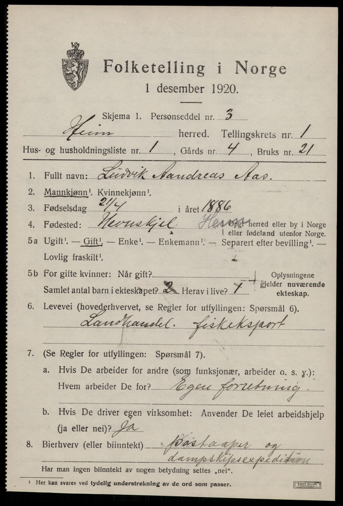 SAT, 1920 census for Heim, 1920, p. 611