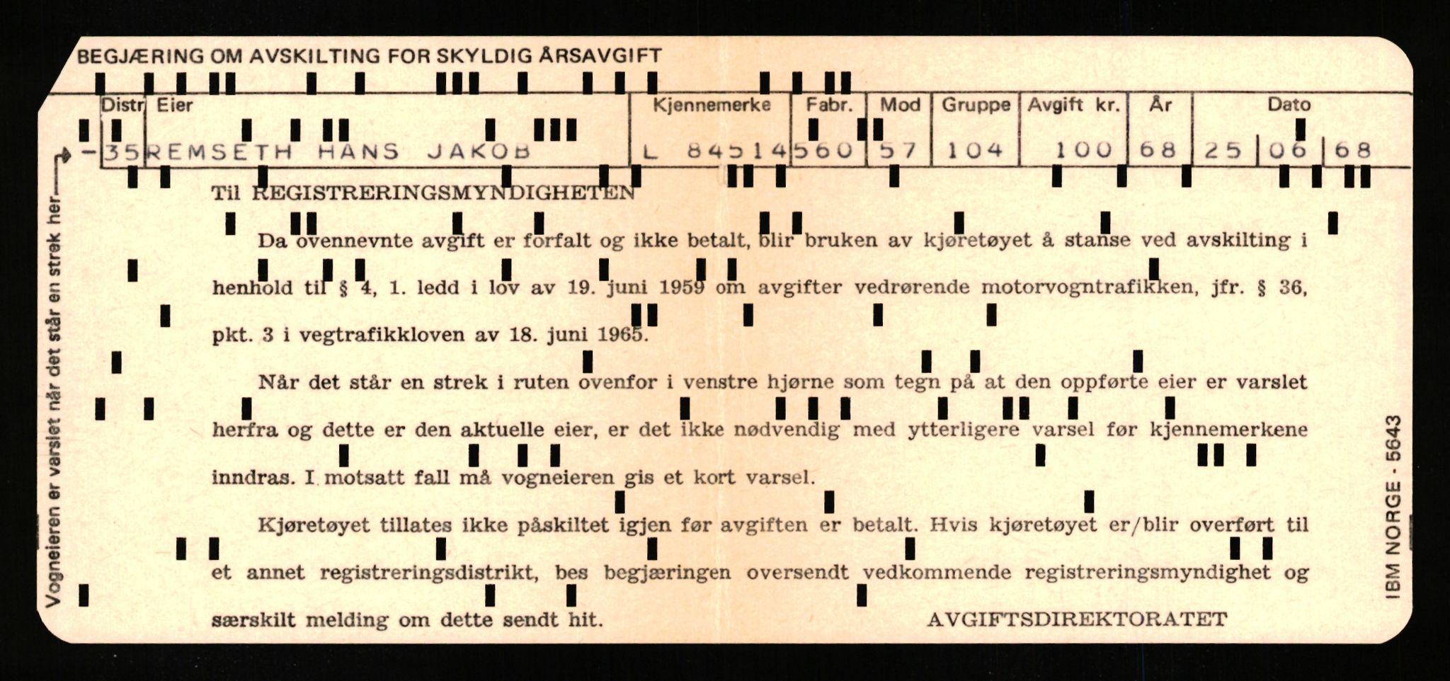 Stavanger trafikkstasjon, AV/SAST-A-101942/0/F/L0073: L-84100 - L-86499, 1930-1971, p. 425