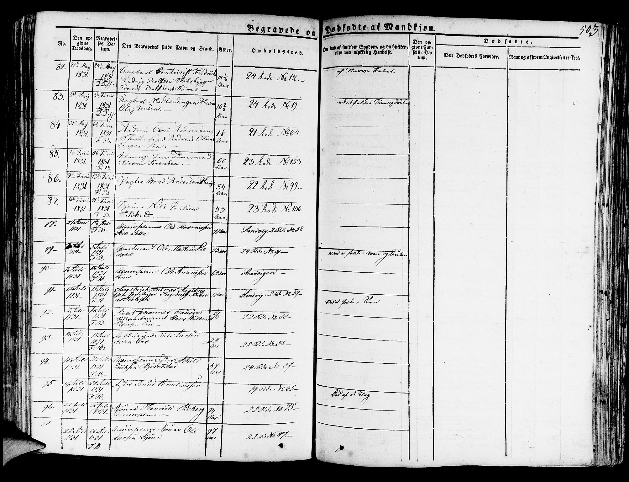 Korskirken sokneprestembete, AV/SAB-A-76101/H/Haa/L0014: Parish register (official) no. A 14, 1823-1835, p. 503