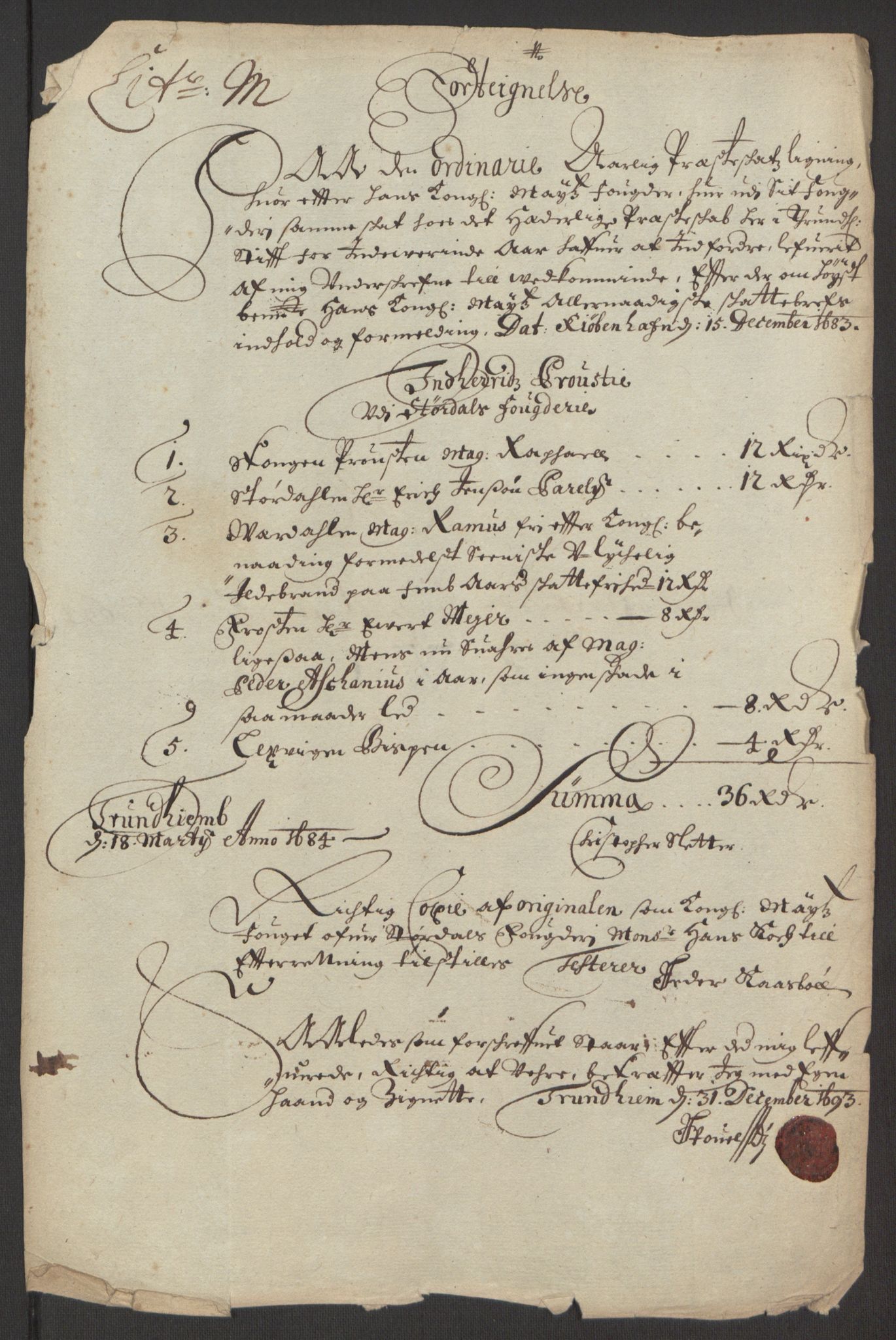 Rentekammeret inntil 1814, Reviderte regnskaper, Fogderegnskap, RA/EA-4092/R62/L4186: Fogderegnskap Stjørdal og Verdal, 1693-1694, p. 133