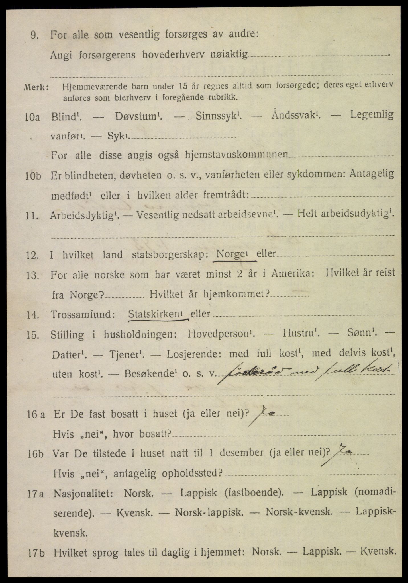 SAT, 1920 census for Sørli, 1920, p. 1022