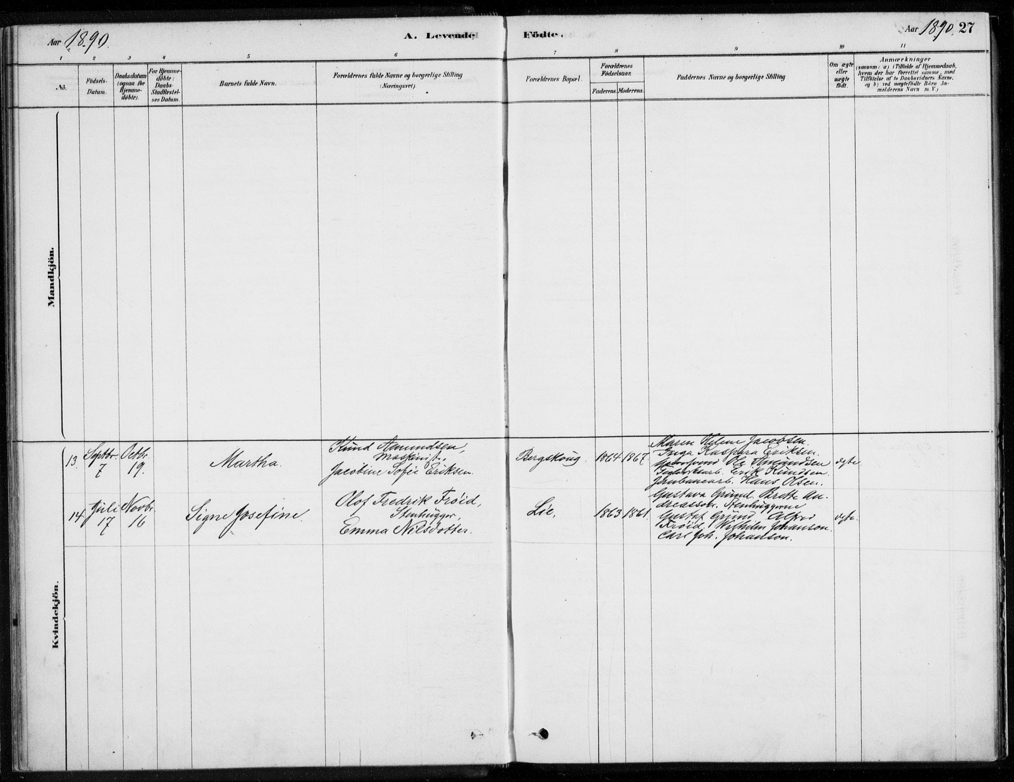 Åssiden kirkebøker, AV/SAKO-A-251/F/Fa/L0001: Parish register (official) no. 1, 1878-1904, p. 27