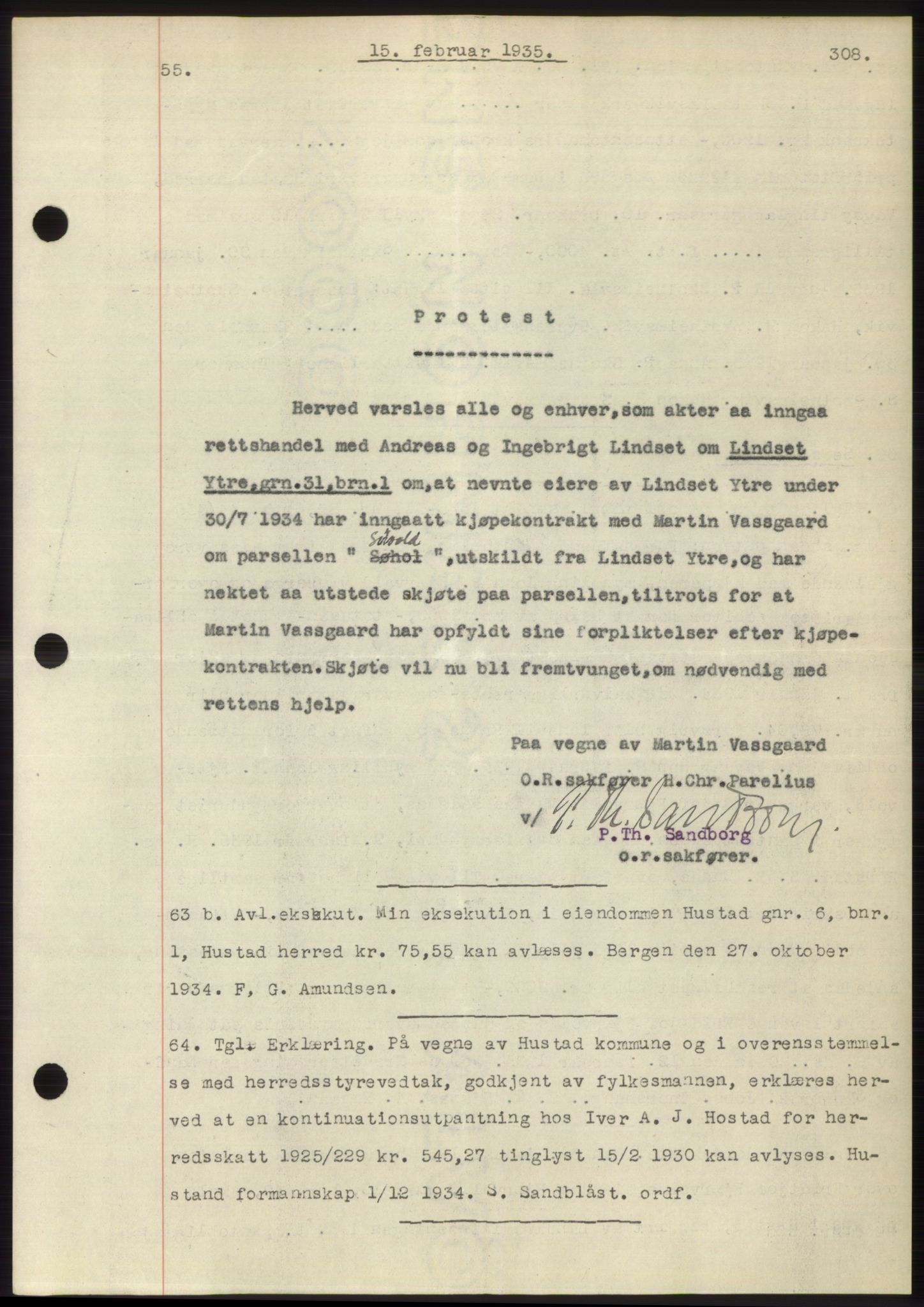 Romsdal sorenskriveri, AV/SAT-A-4149/1/2/2C/L0066: Mortgage book no. 60, 1934-1935, Deed date: 15.02.1935