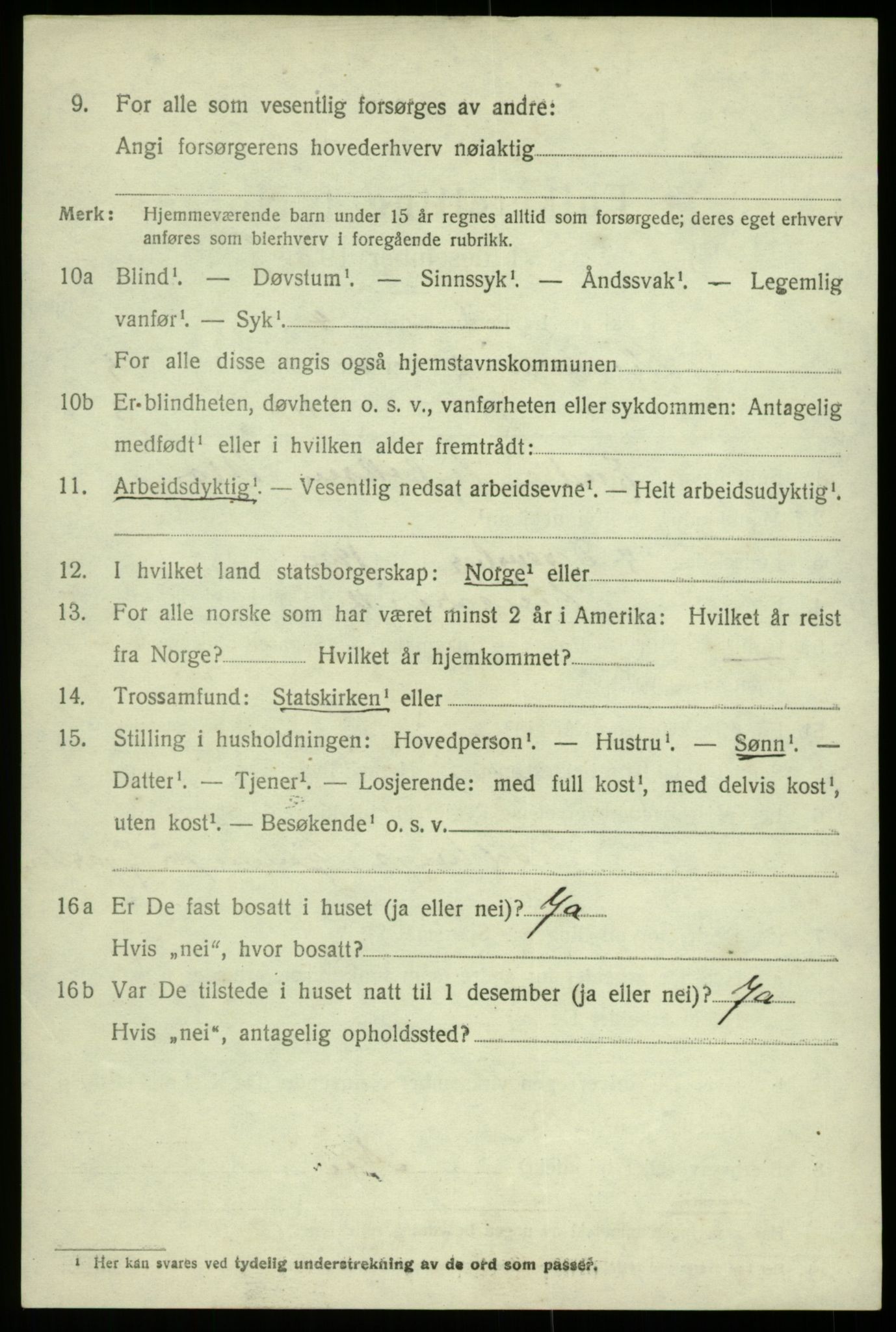 SAB, 1920 census for Kinsarvik, 1920, p. 2613