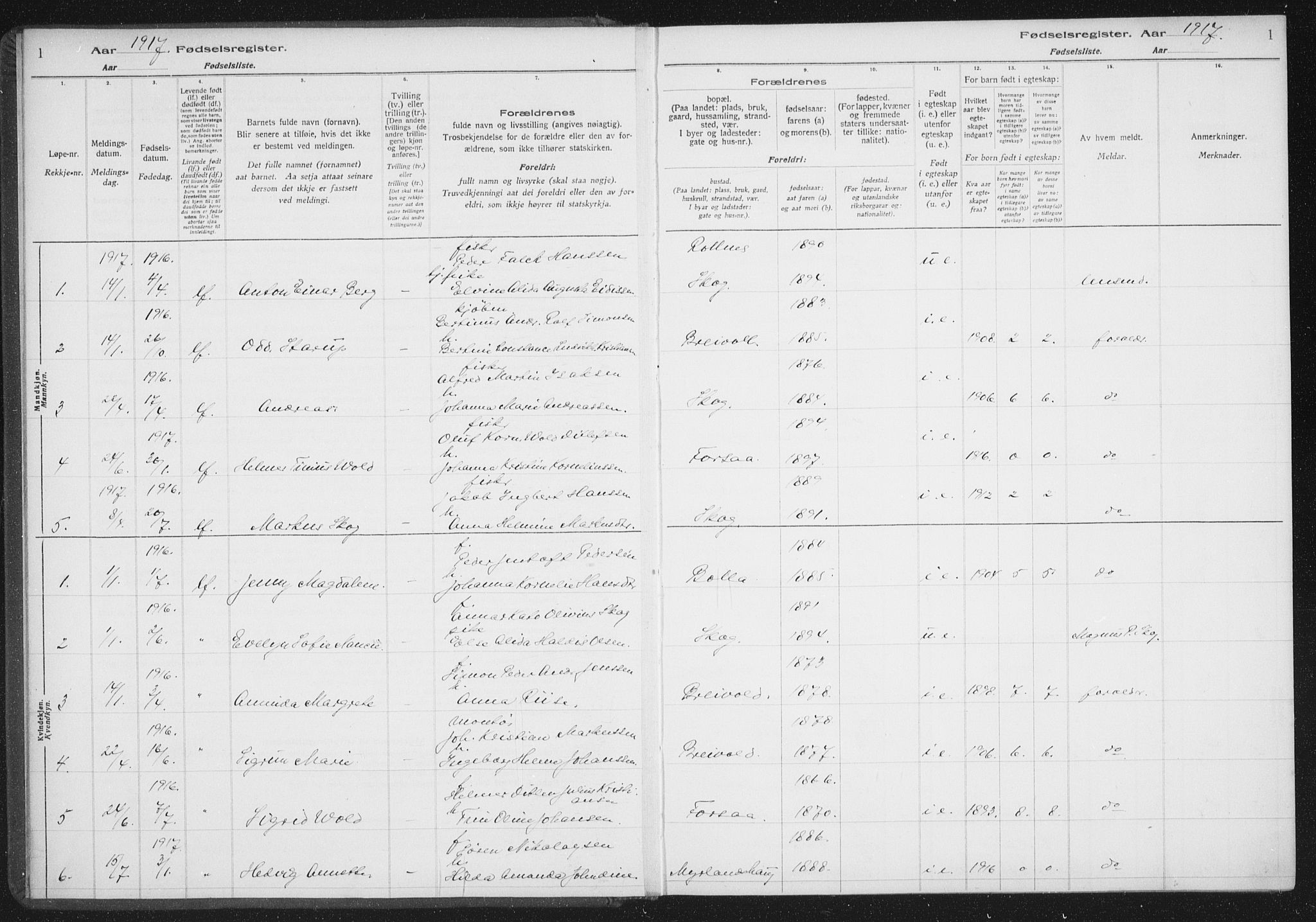 Ibestad sokneprestembete, SATØ/S-0077/I/Ic/L0061: Birth register no. 61, 1917-1929, p. 1