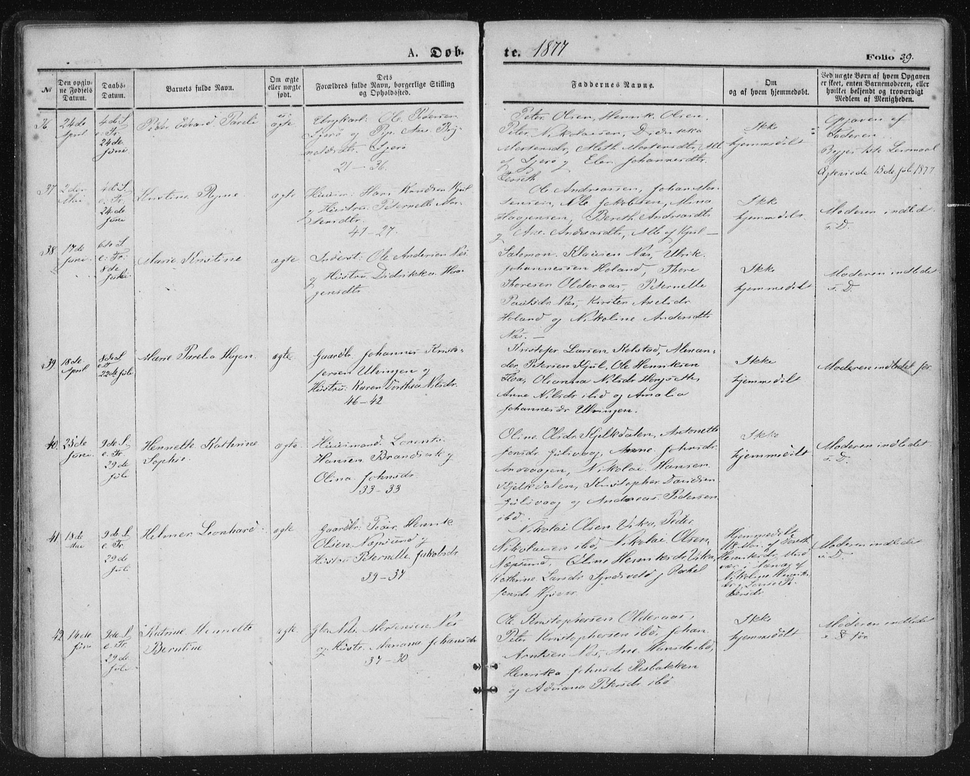 Ministerialprotokoller, klokkerbøker og fødselsregistre - Nordland, SAT/A-1459/816/L0241: Parish register (official) no. 816A07, 1870-1885, p. 39