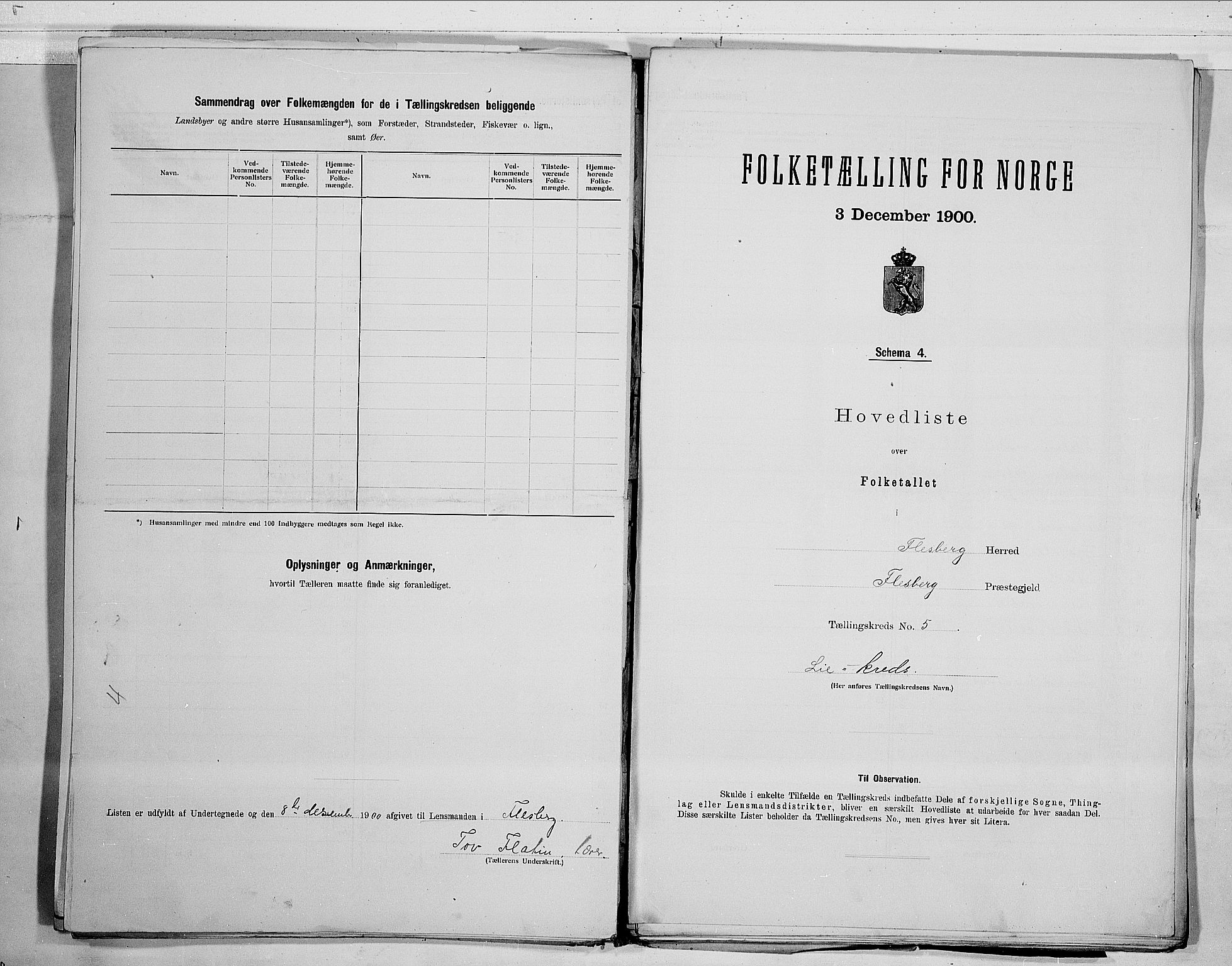 RA, 1900 census for Flesberg, 1900, p. 12