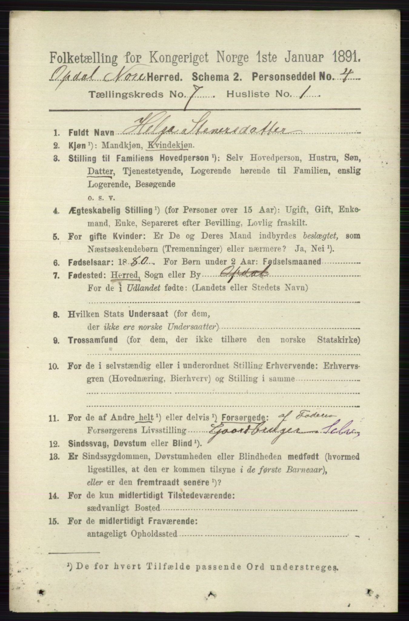 RA, 1891 census for 0633 Nore, 1891, p. 2609