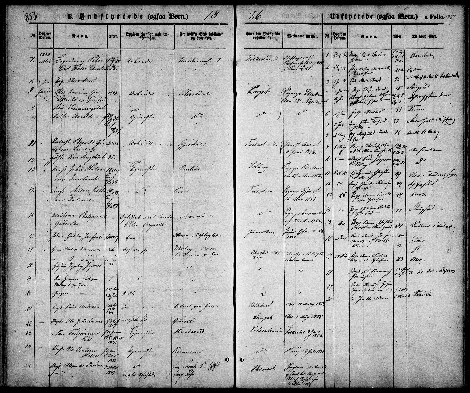 Holt sokneprestkontor, SAK/1111-0021/F/Fa/L0008: Parish register (official) no. A 8, 1849-1860, p. 357
