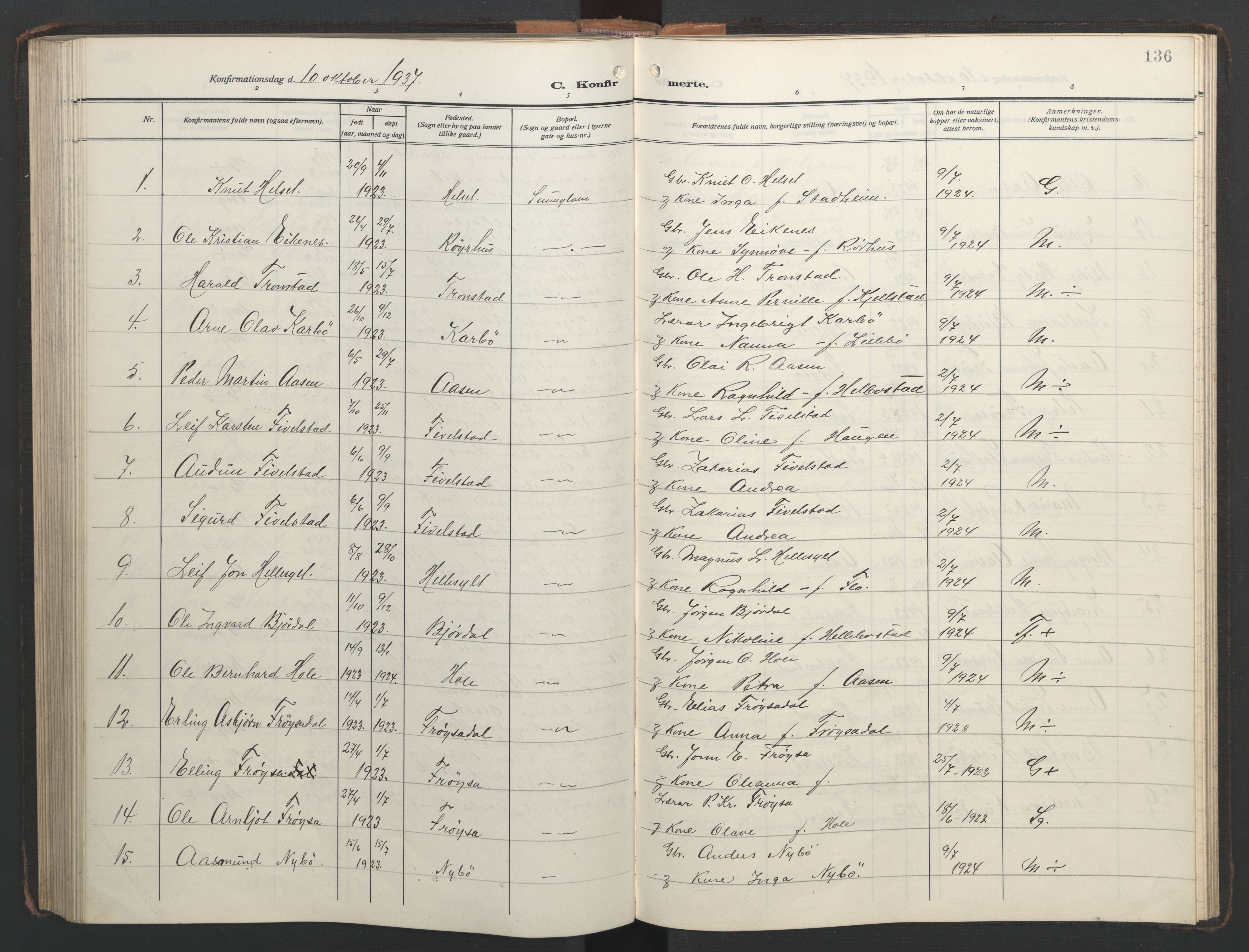 Ministerialprotokoller, klokkerbøker og fødselsregistre - Møre og Romsdal, AV/SAT-A-1454/517/L0232: Parish register (copy) no. 517C05, 1910-1946, p. 136