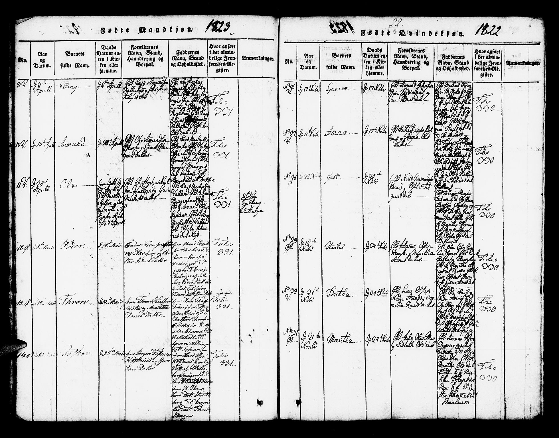 Kvam sokneprestembete, AV/SAB-A-76201/H/Haa: Parish register (official) no. A 6, 1818-1832, p. 22