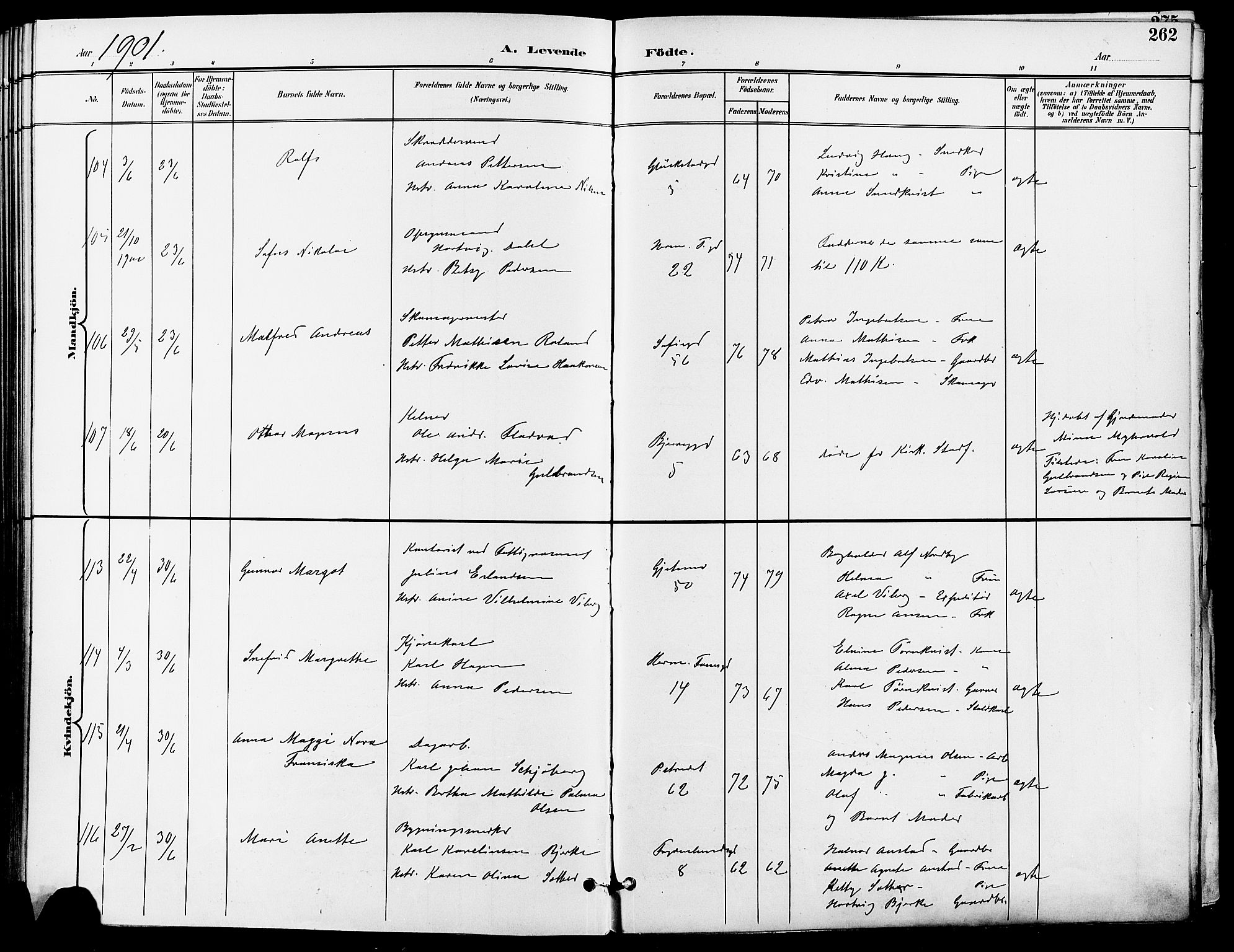 Gamle Aker prestekontor Kirkebøker, SAO/A-10617a/F/L0011: Parish register (official) no. 11, 1896-1901, p. 262