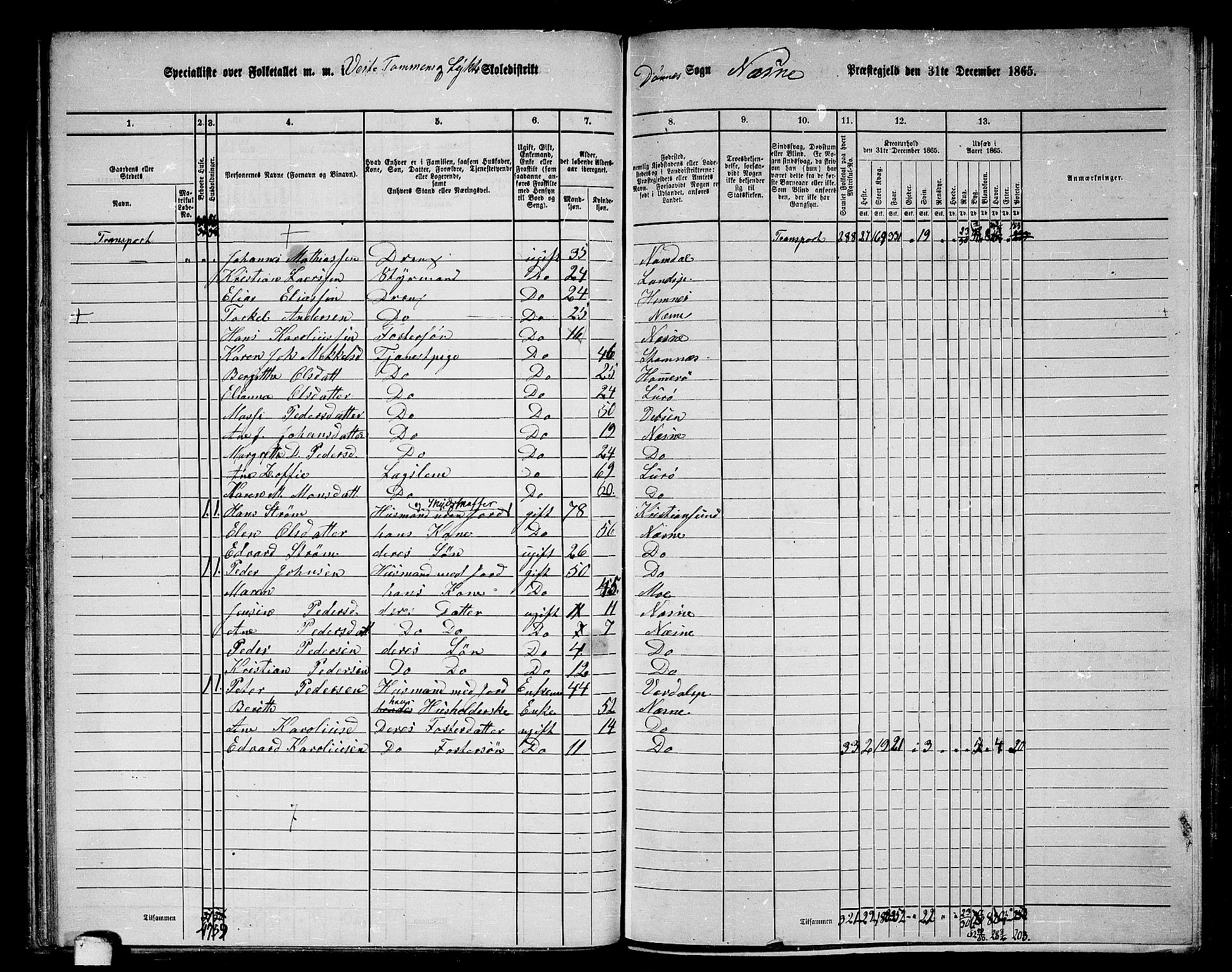 RA, 1865 census for Nesna, 1865, p. 50