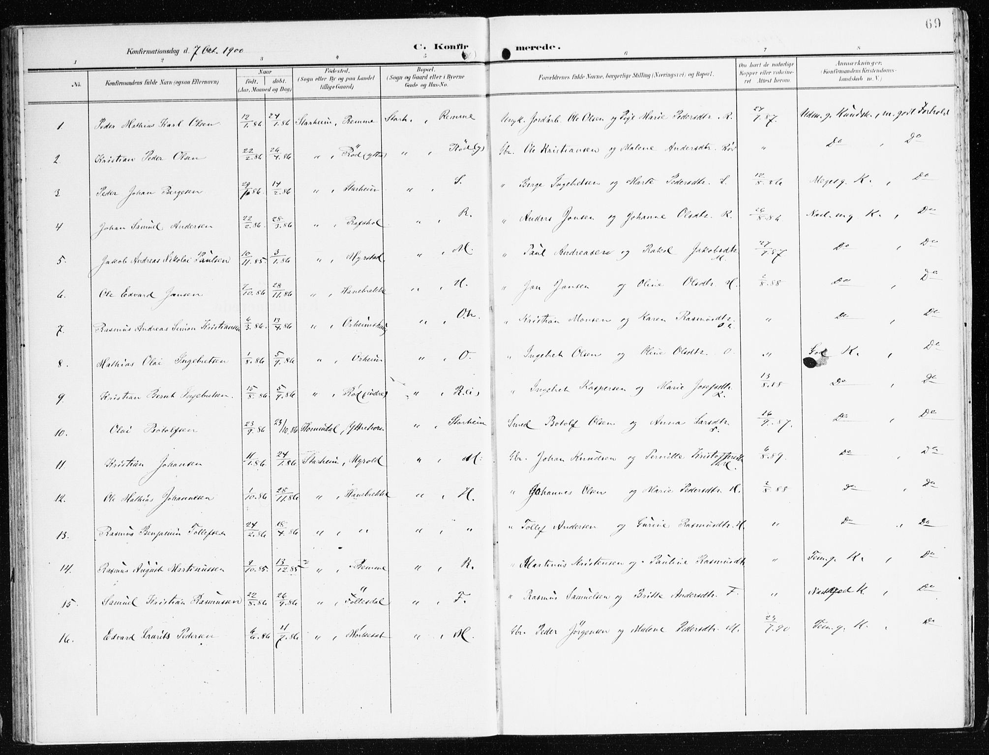 Eid sokneprestembete, AV/SAB-A-82301/H/Haa/Haac/L0002: Parish register (official) no. C 2, 1899-1927, p. 69