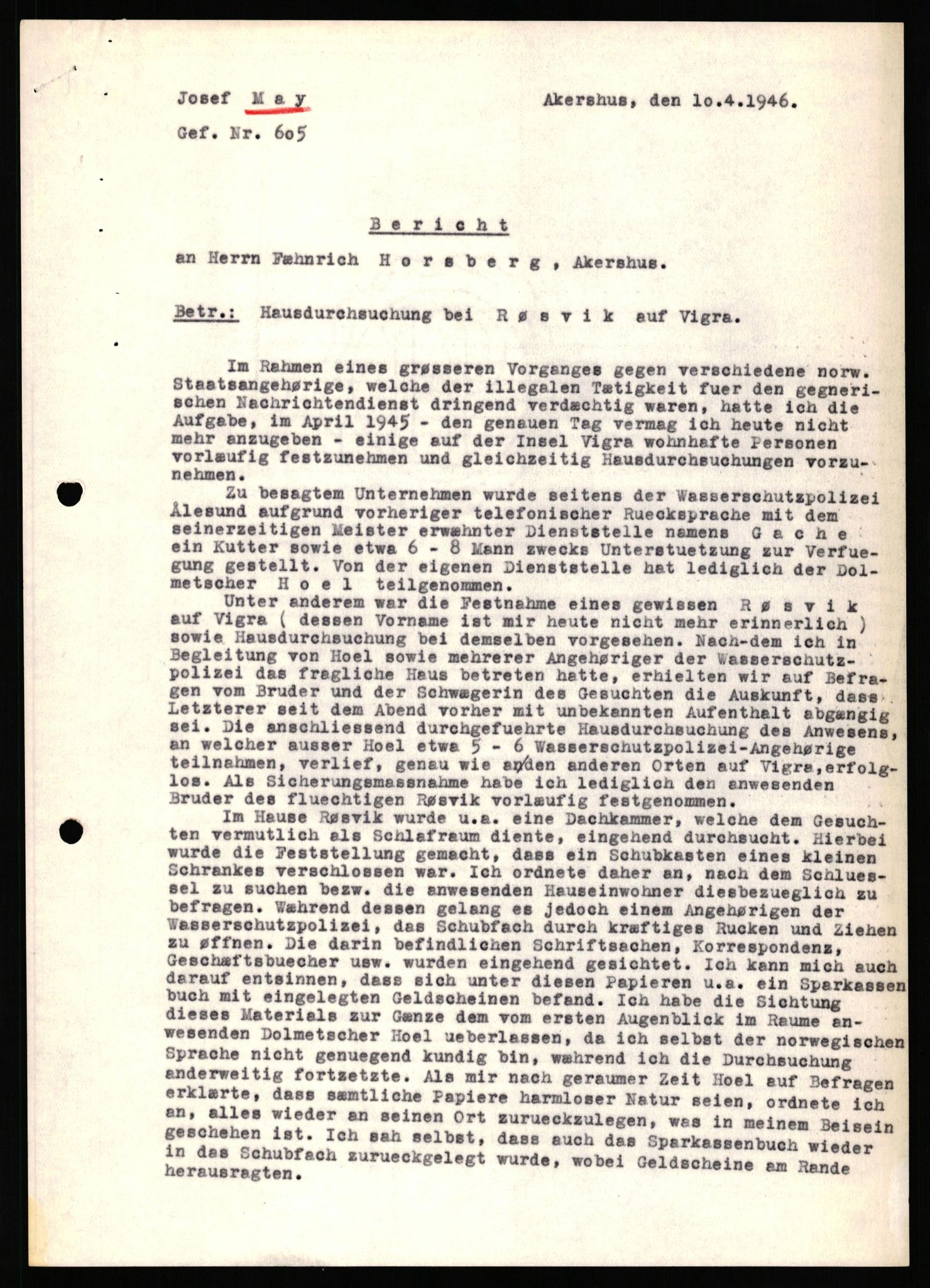 Forsvaret, Forsvarets overkommando II, AV/RA-RAFA-3915/D/Db/L0039: CI Questionaires. Tyske okkupasjonsstyrker i Norge. Østerrikere., 1945-1946, p. 391