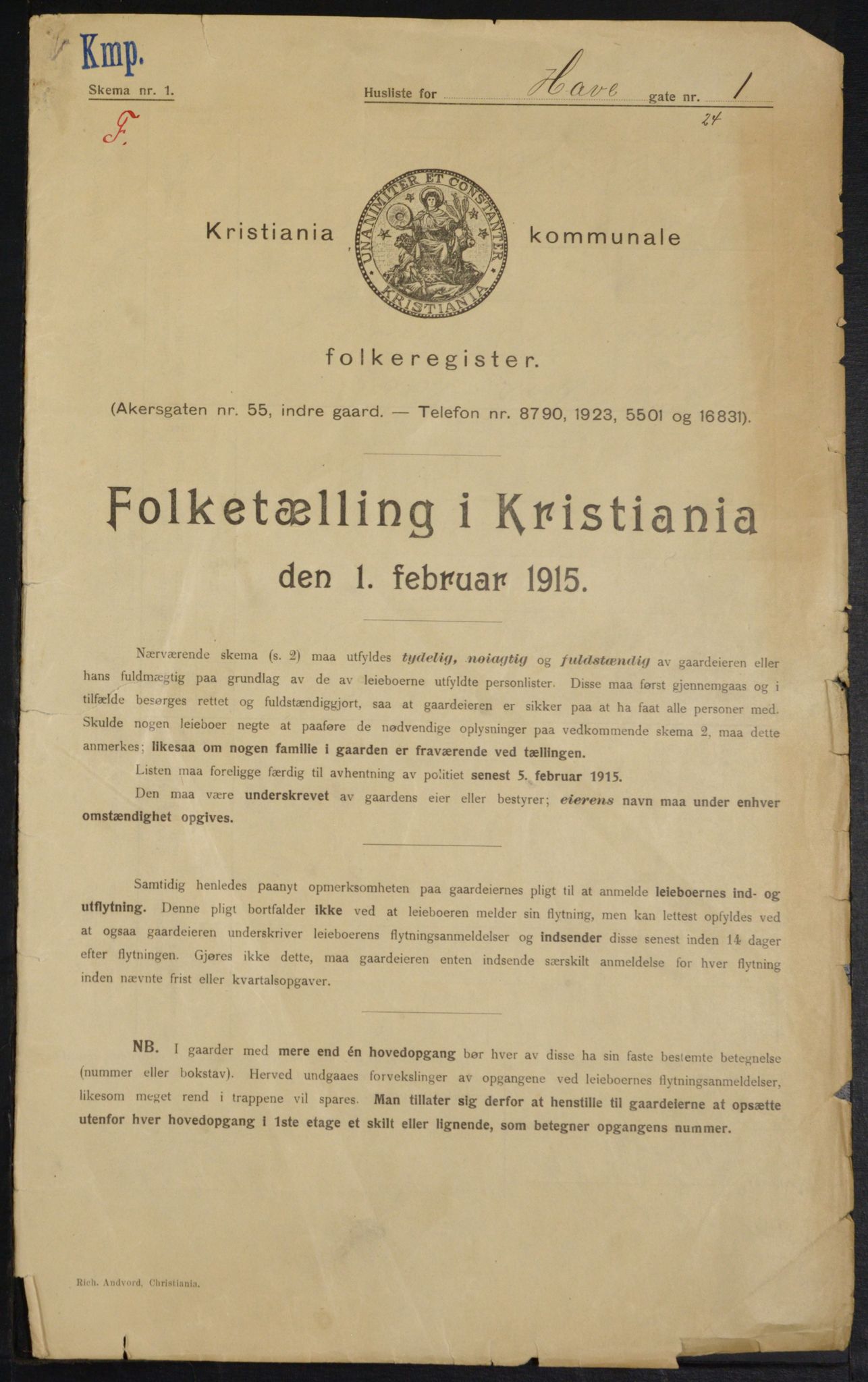 OBA, Municipal Census 1915 for Kristiania, 1915, p. 32937