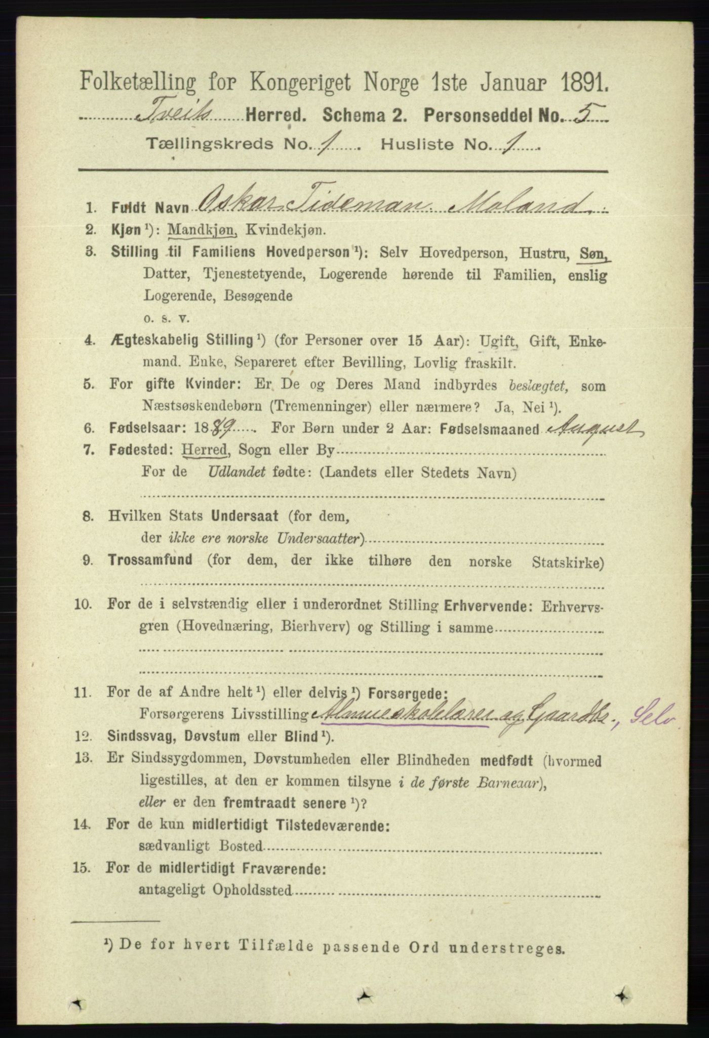 RA, 1891 census for 1013 Tveit, 1891, p. 90