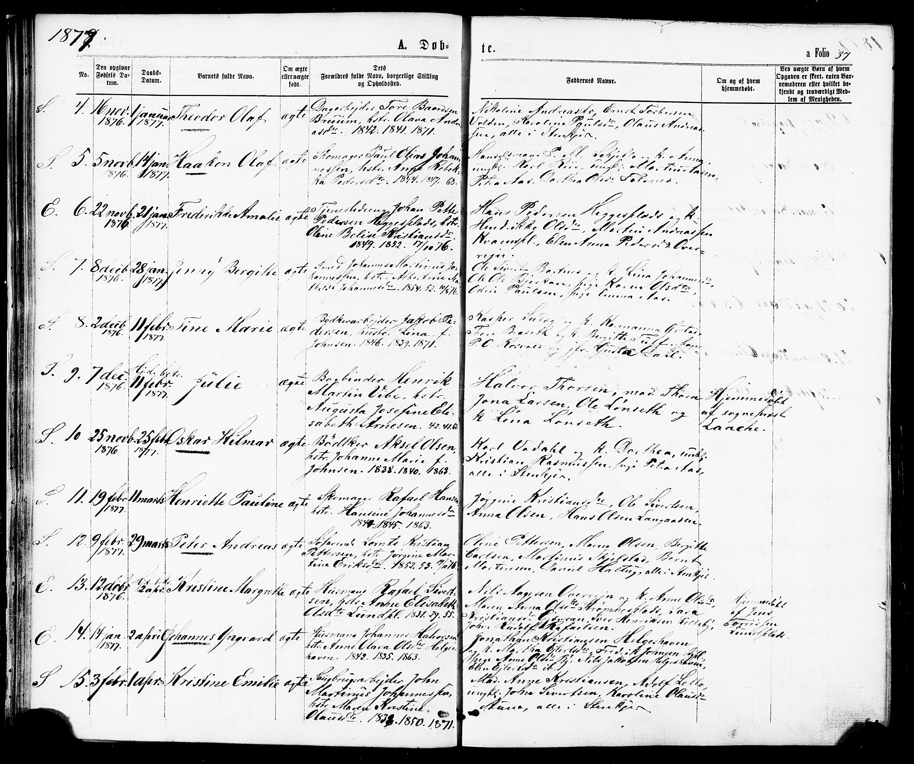 Ministerialprotokoller, klokkerbøker og fødselsregistre - Nord-Trøndelag, AV/SAT-A-1458/739/L0370: Parish register (official) no. 739A02, 1868-1881, p. 37