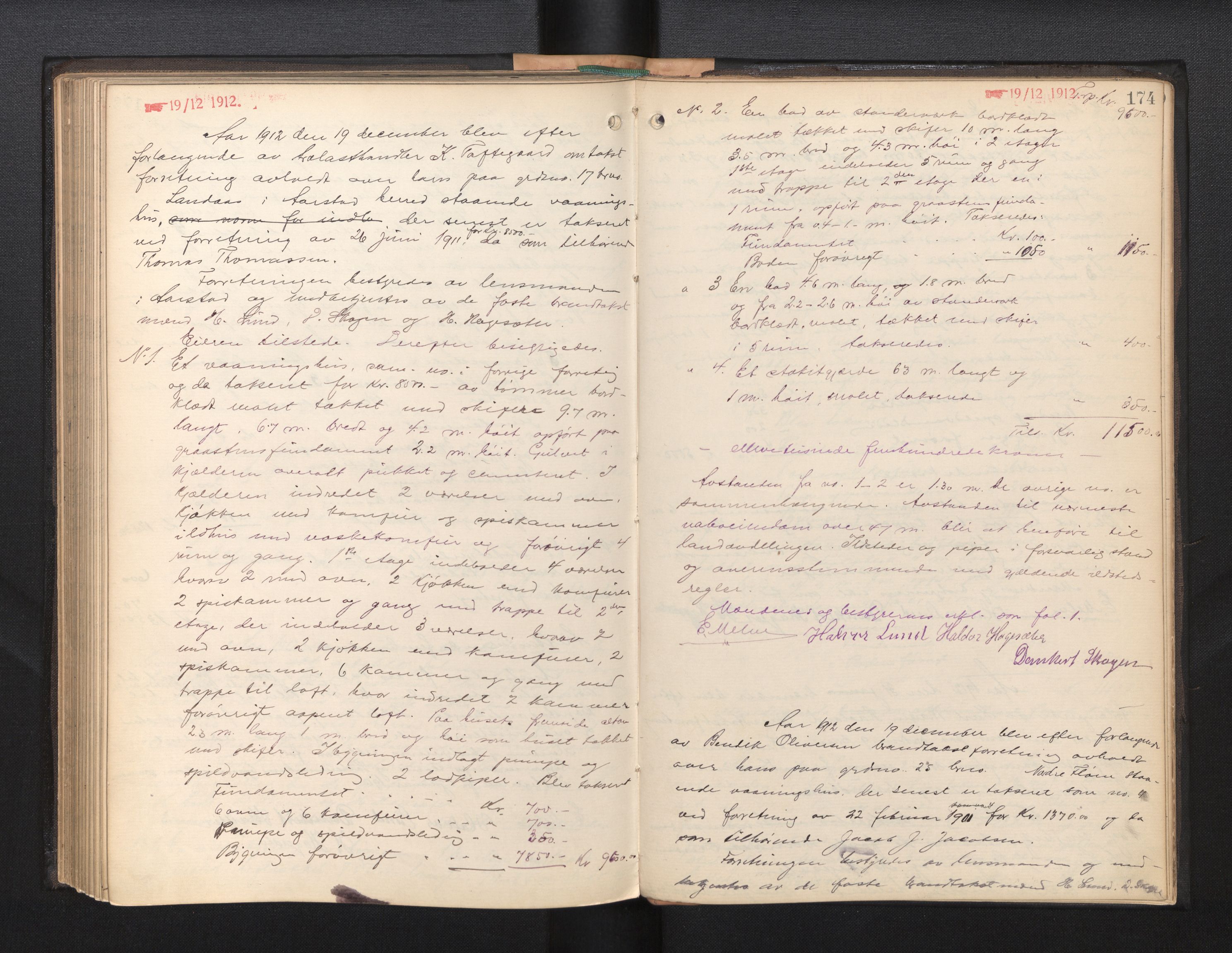 Byfogd og Byskriver i Bergen, AV/SAB-A-3401/11/11Da/L0032: Branntakstprotokoll, 1908-1913, p. 174