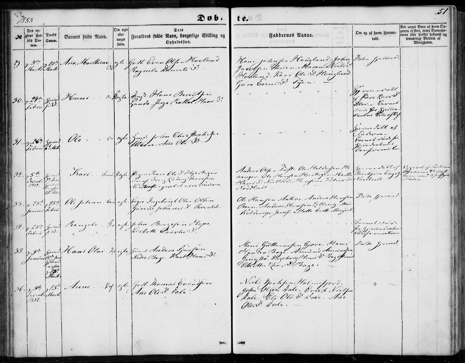 Os sokneprestembete, AV/SAB-A-99929: Parish register (official) no. A 16, 1851-1859, p. 51