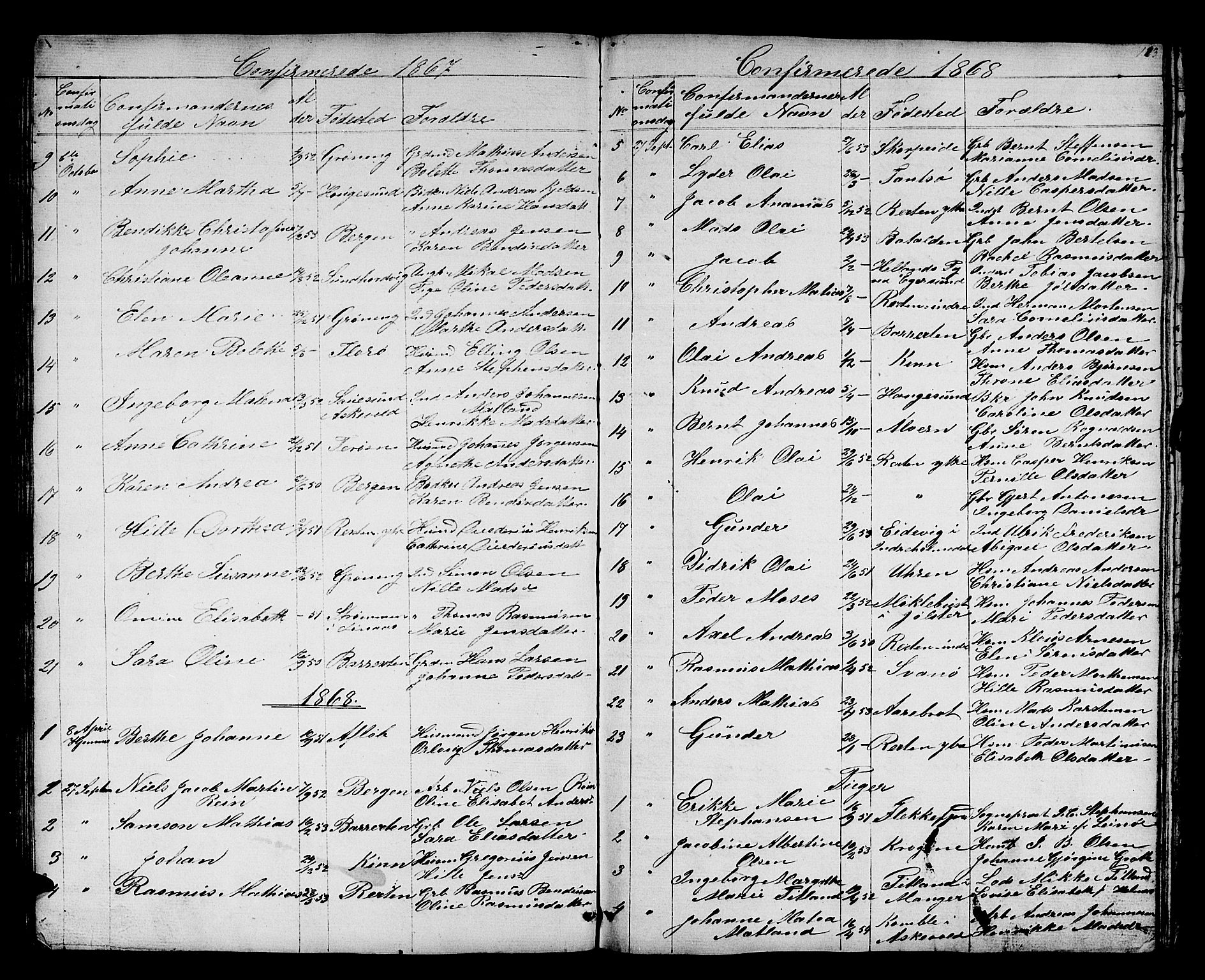 Kinn sokneprestembete, SAB/A-80801/H/Hab/Haba/L0001: Parish register (copy) no. A 1, 1853-1868, p. 113