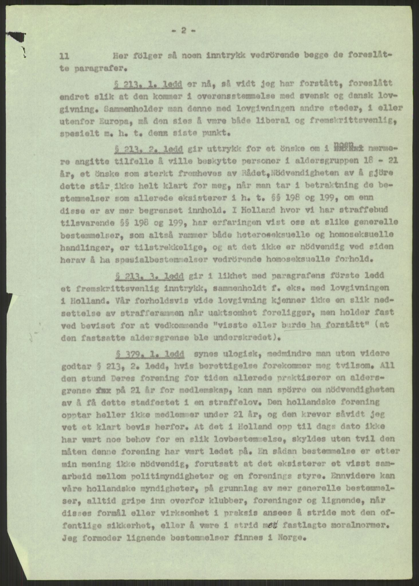 Justisdepartementet, Lovavdelingen, AV/RA-S-3212/D/De/L0029/0001: Straffeloven / Straffelovens revisjon: 5 - Ot. prp. nr.  41 - 1945: Homoseksualiet. 3 mapper, 1956-1970, p. 333