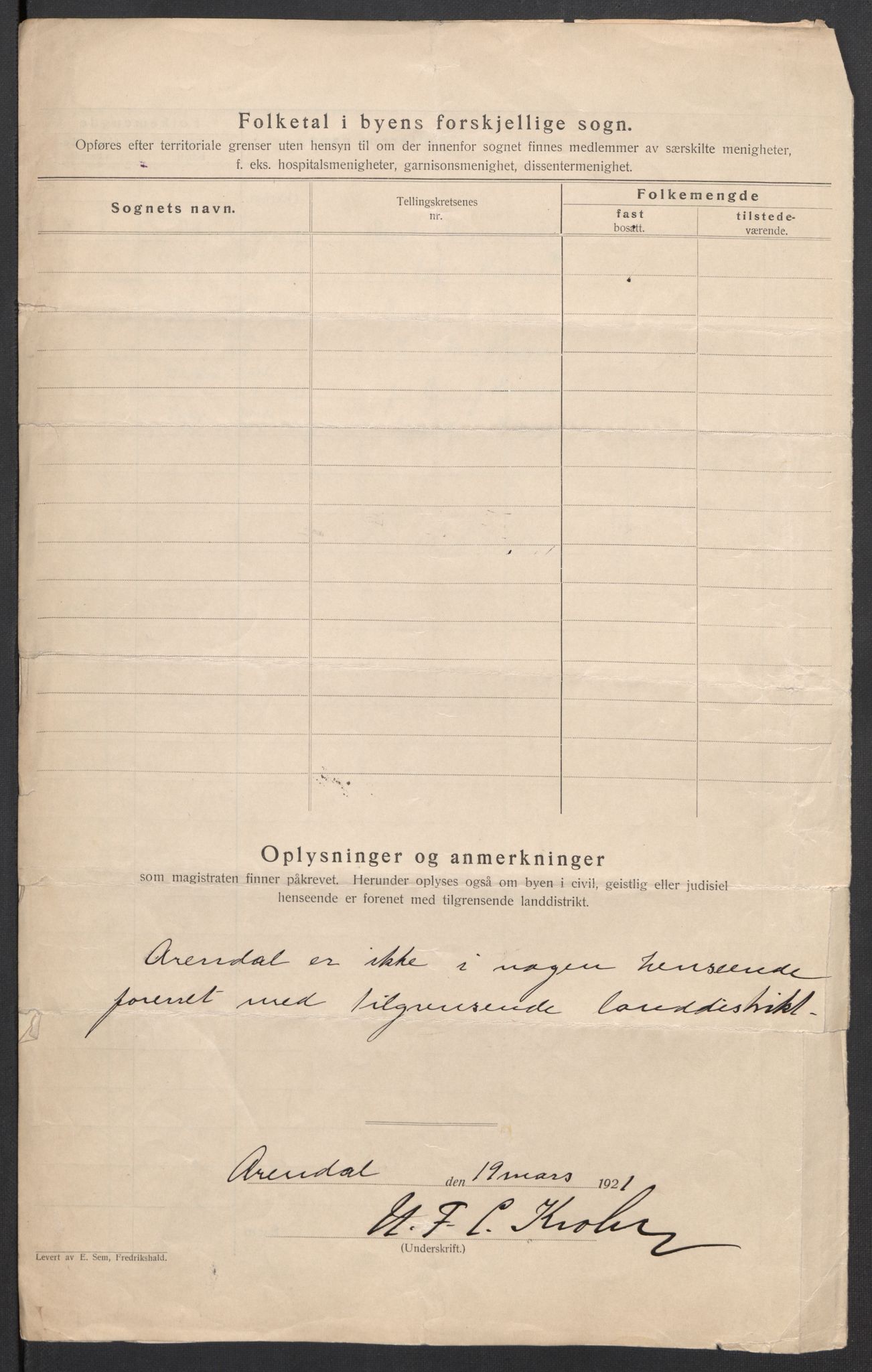 SAK, 1920 census for Arendal, 1920, p. 5