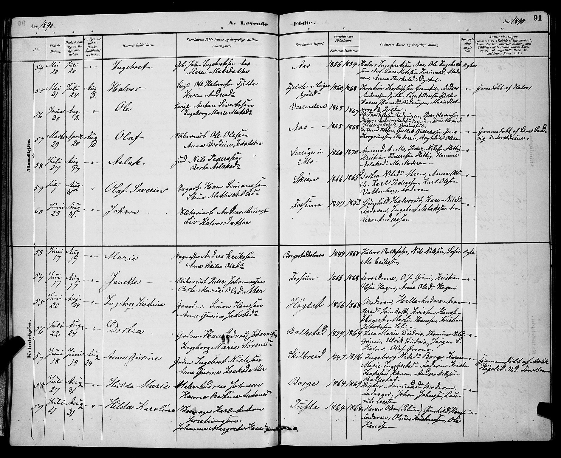 Gjerpen kirkebøker, AV/SAKO-A-265/G/Ga/L0002: Parish register (copy) no. I 2, 1883-1900, p. 91