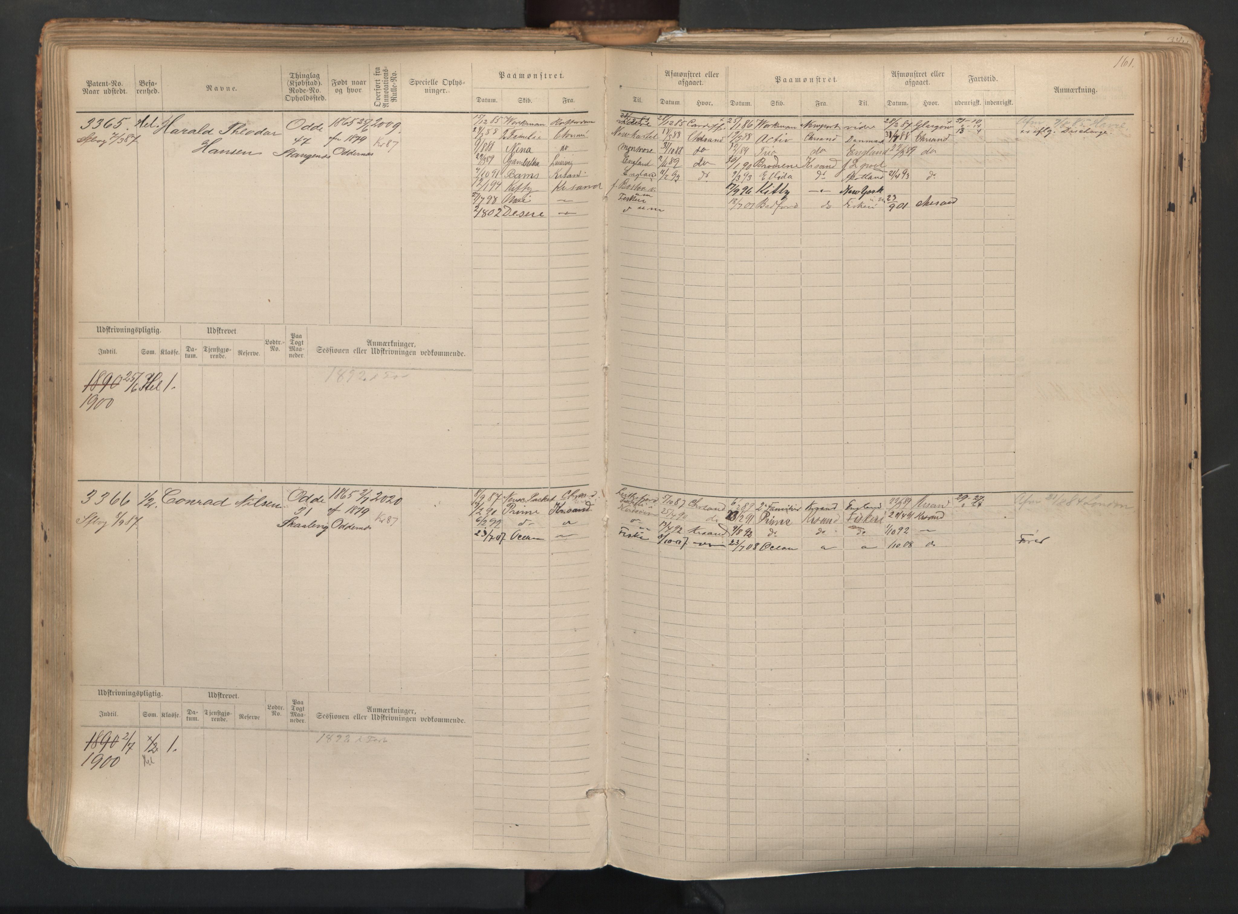 Kristiansand mønstringskrets, AV/SAK-2031-0015/F/Fb/L0007: Hovedrulle nr 3049-3810, I-14, 1883-1940, p. 163