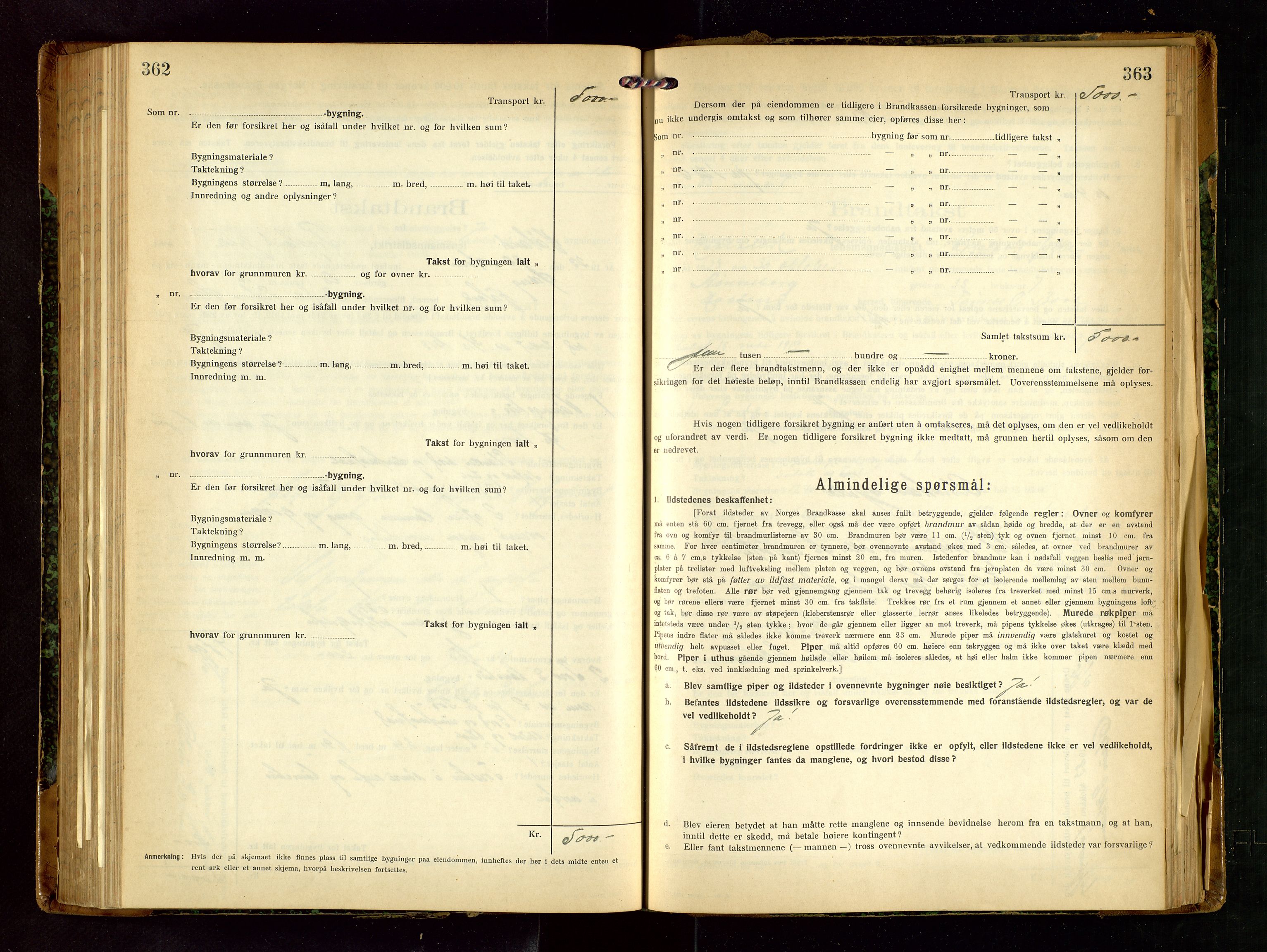 Håland lensmannskontor, AV/SAST-A-100100/Gob/L0007: Branntakstprotokoll - skjematakst. Register i boken., 1920-1925, p. 362-363