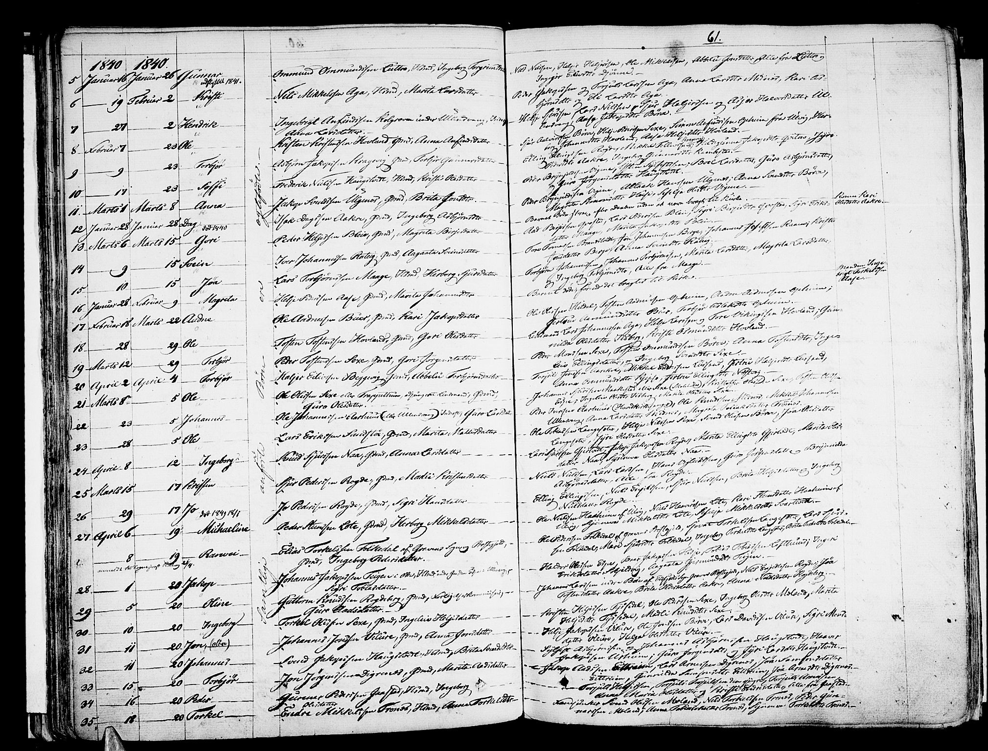 Ullensvang sokneprestembete, SAB/A-78701/H/Haa: Parish register (official) no. A 10, 1825-1853, p. 61