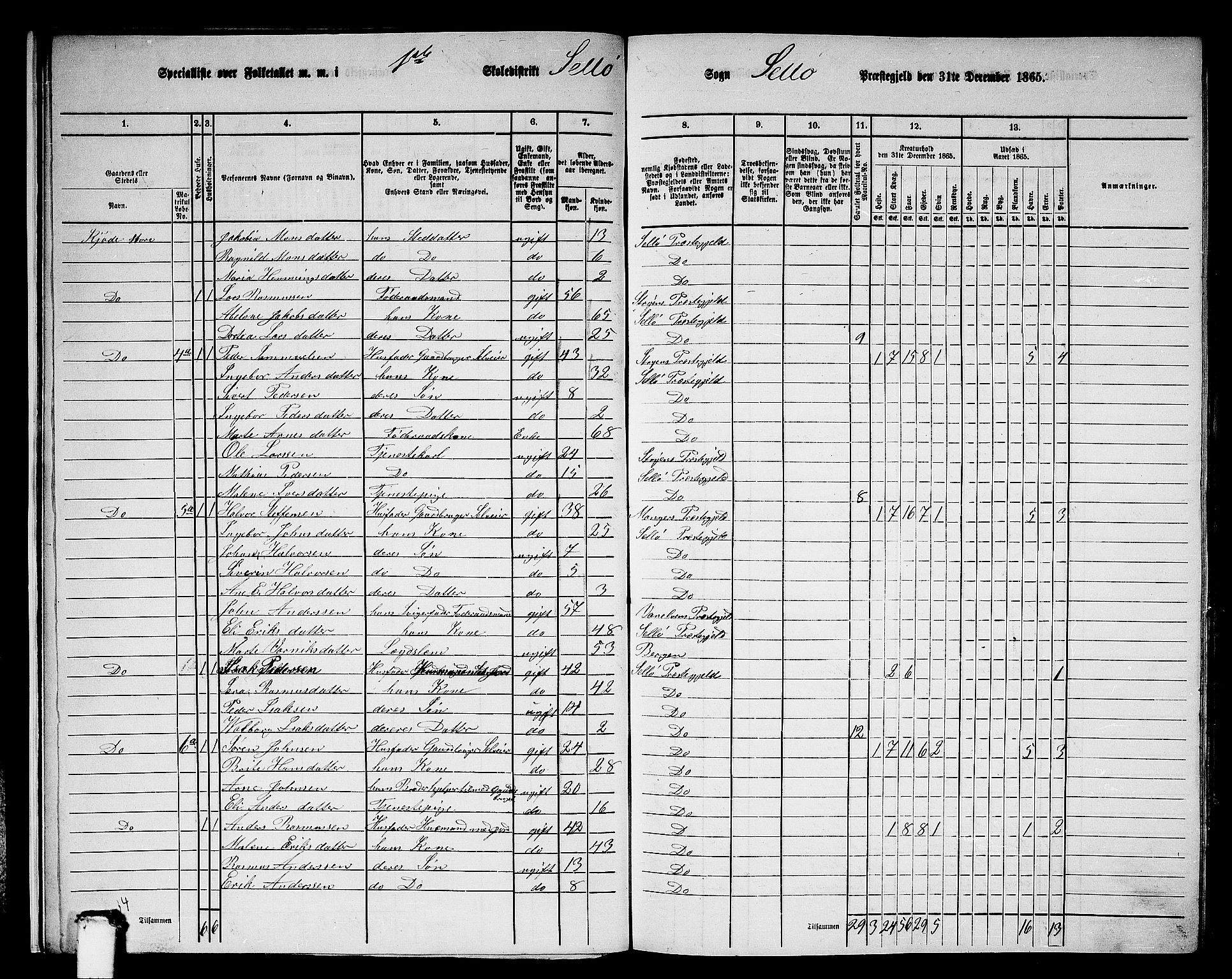 RA, 1865 census for Selje, 1865, p. 16