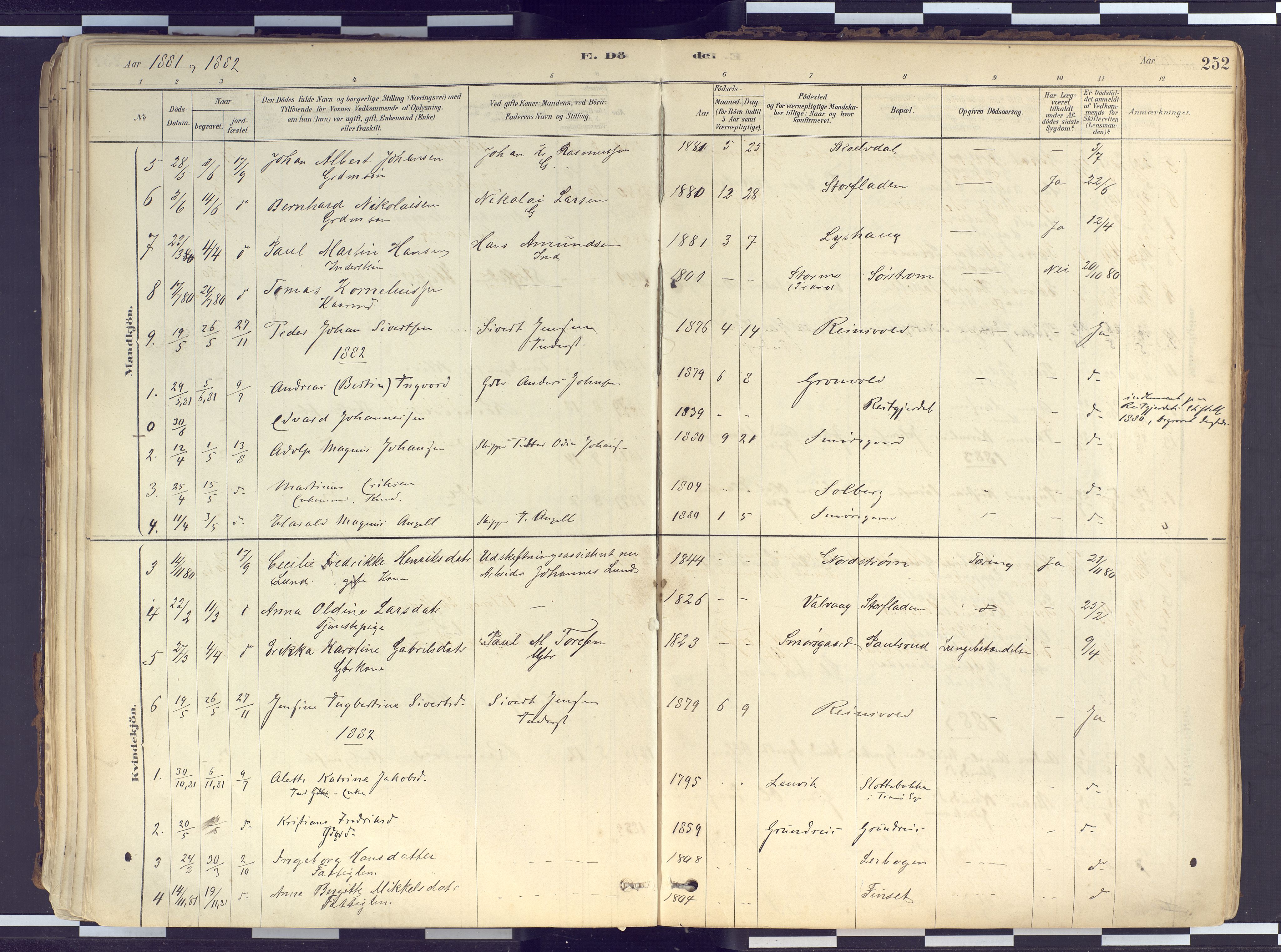 Tranøy sokneprestkontor, SATØ/S-1313/I/Ia/Iaa/L0010kirke: Parish register (official) no. 10, 1878-1904, p. 252