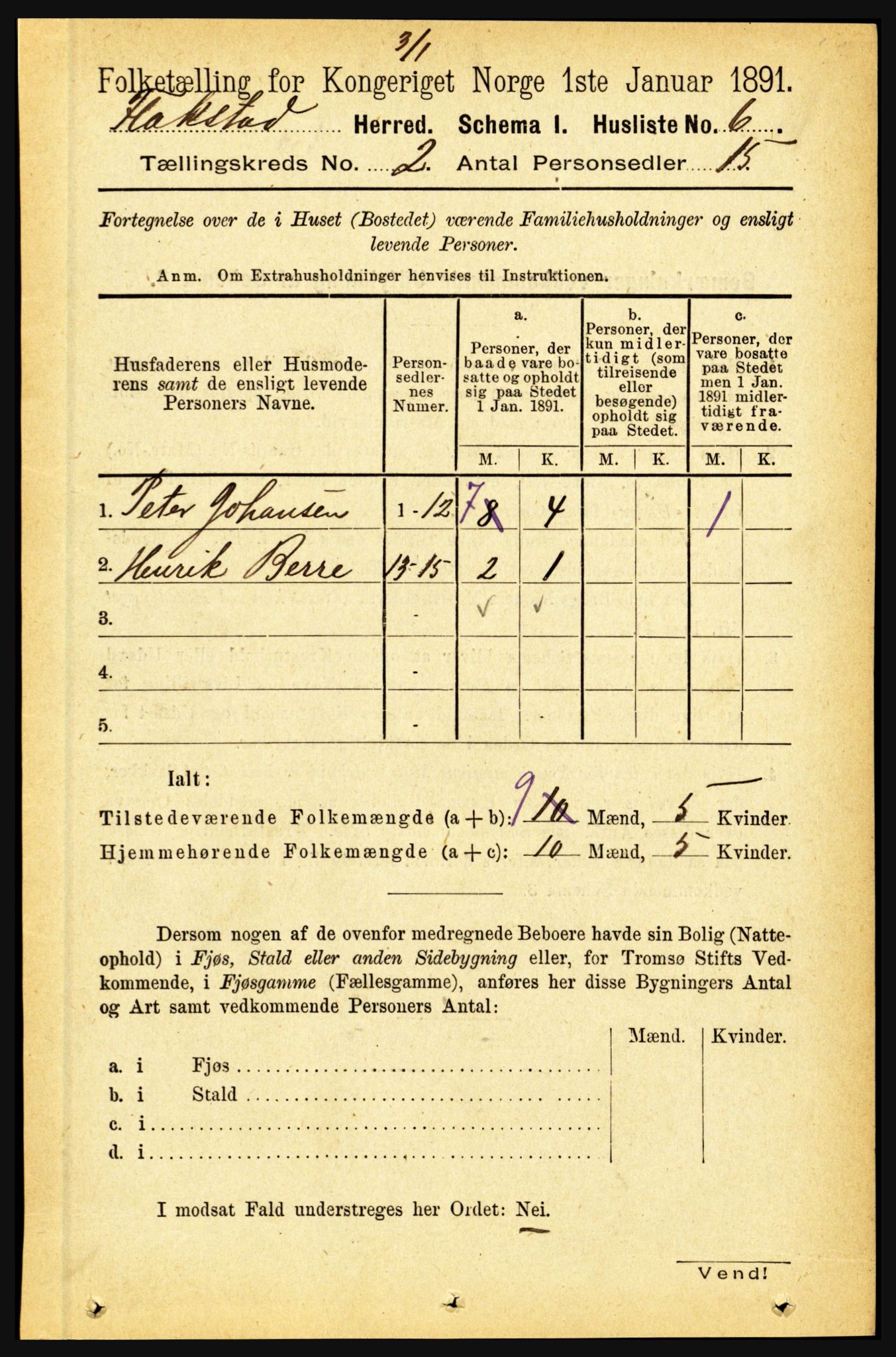 RA, 1891 census for 1859 Flakstad, 1891, p. 520