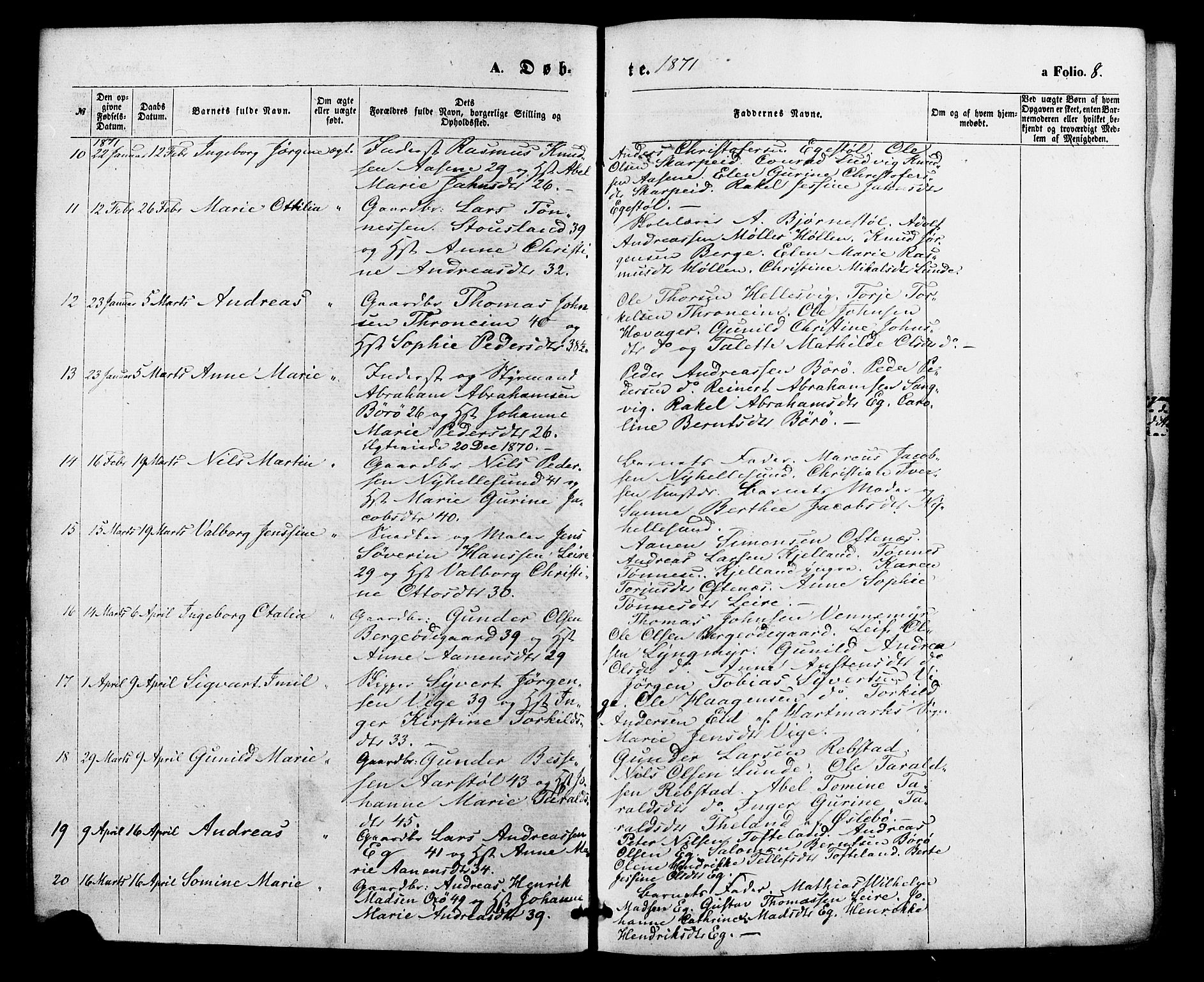 Søgne sokneprestkontor, AV/SAK-1111-0037/F/Fa/Fab/L0011: Parish register (official) no. A 11, 1869-1879, p. 8