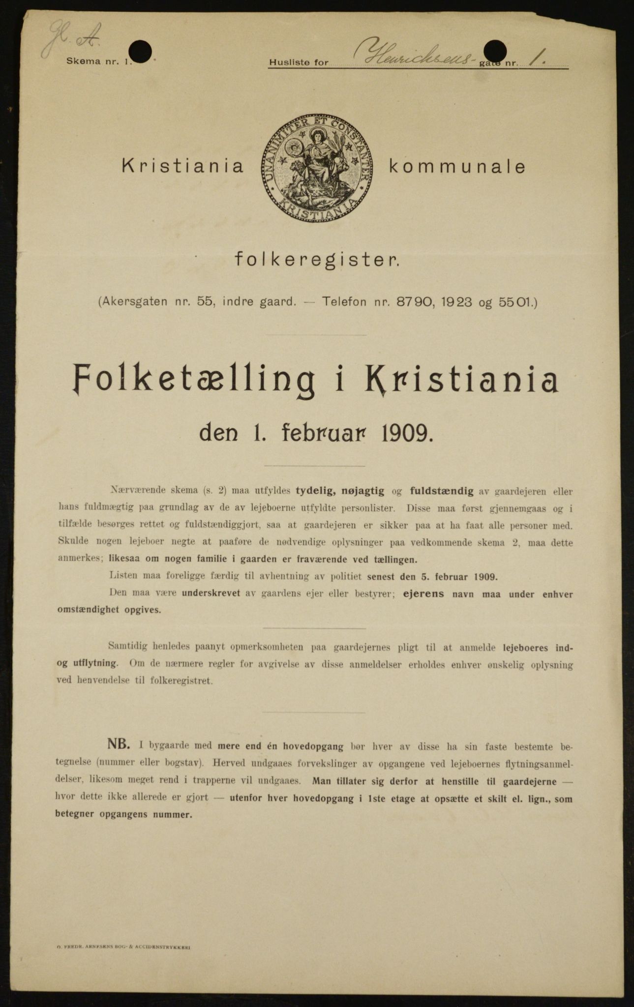 OBA, Municipal Census 1909 for Kristiania, 1909, p. 34914