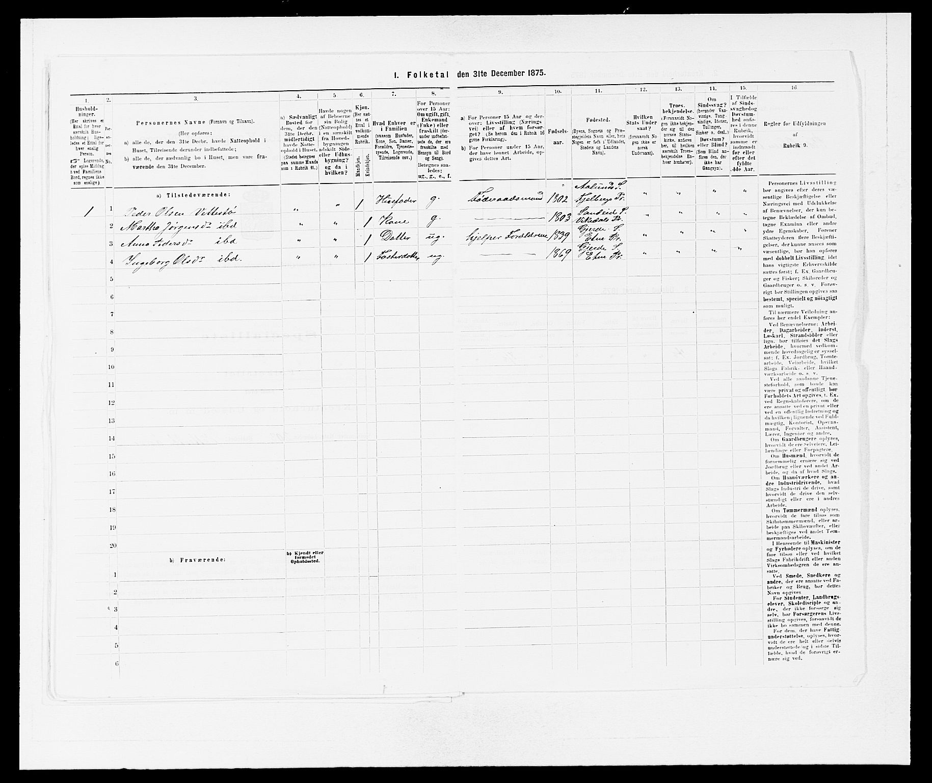 SAB, 1875 census for 1211P Etne, 1875, p. 1111